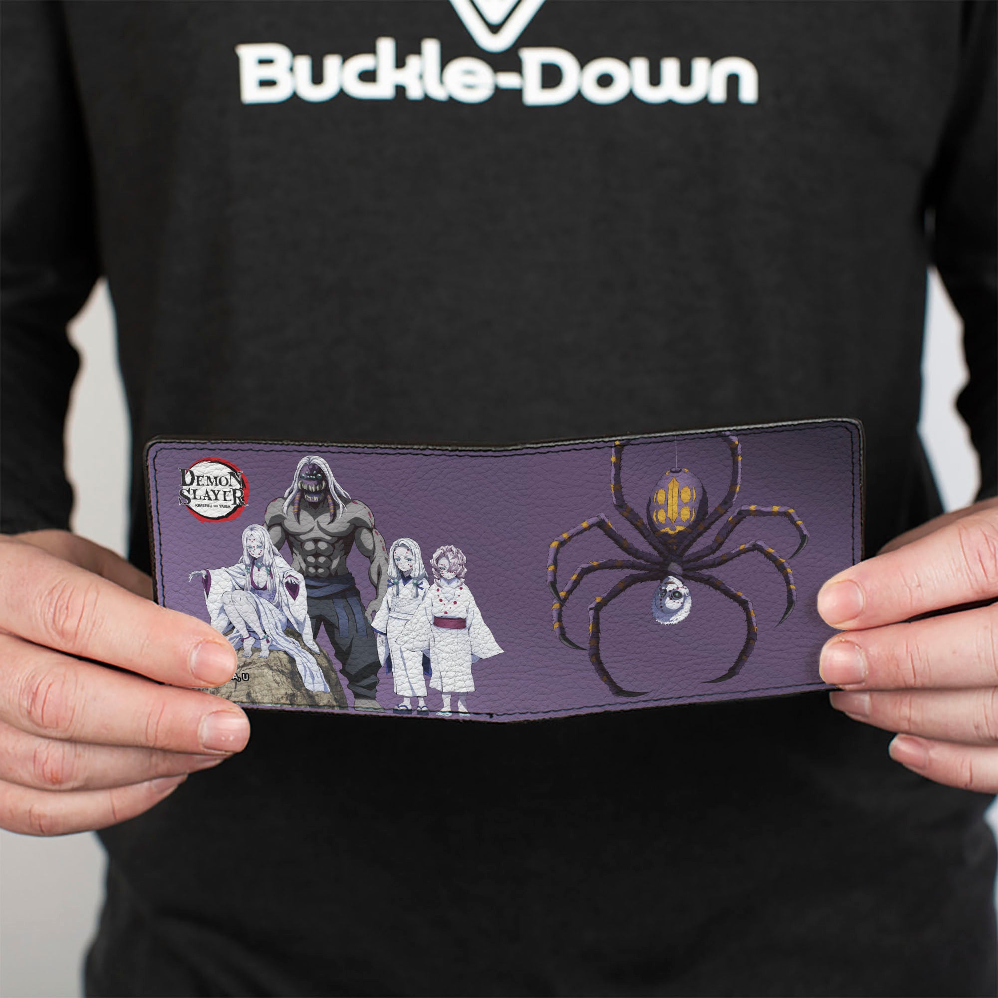 Bi-Fold Wallet - DEMON SLAYER Mt. Natagumo Spider Family Pose Purple Bi-Fold Wallets Demon Slayer