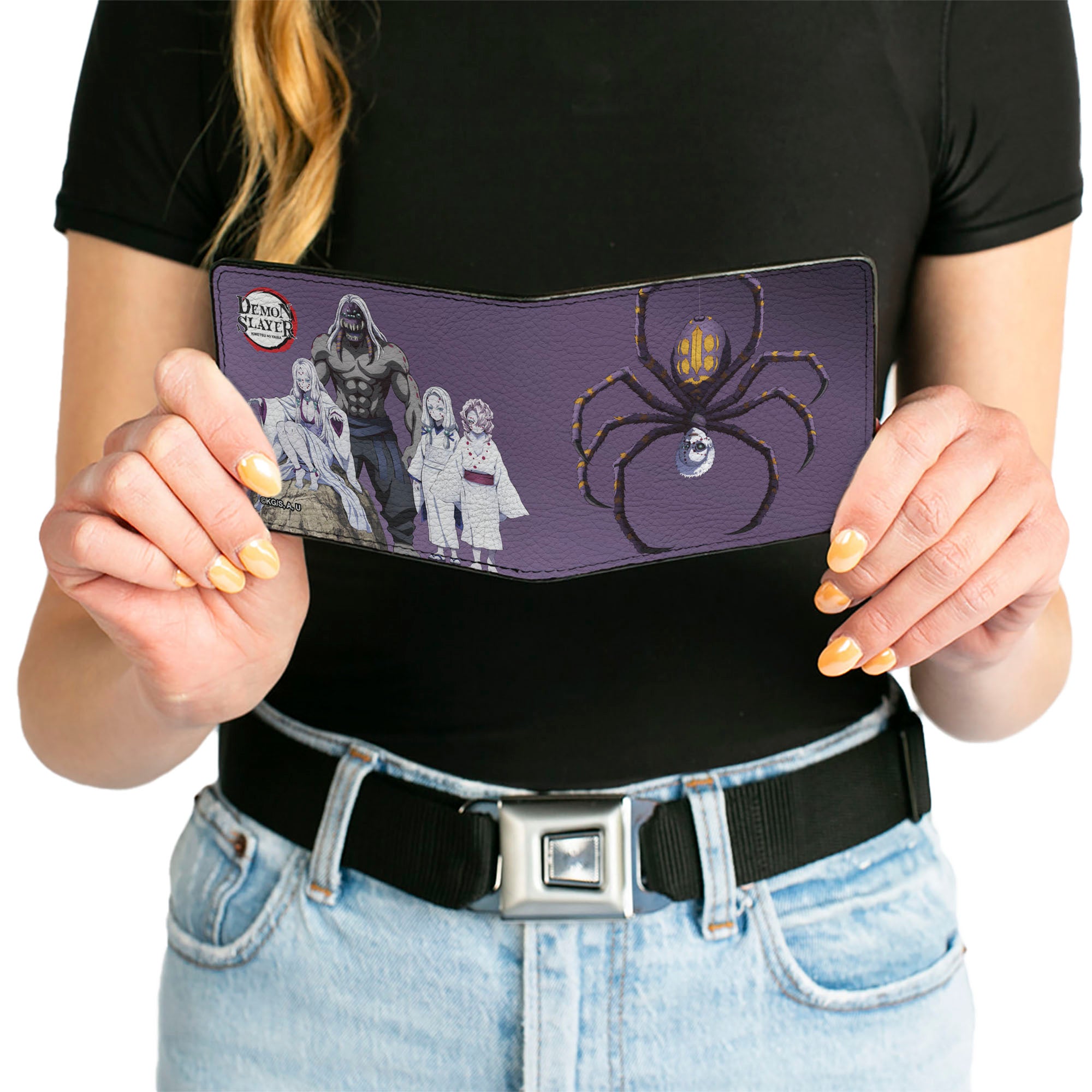 Bi-Fold Wallet - DEMON SLAYER Mt. Natagumo Spider Family Pose Purple Bi-Fold Wallets Demon Slayer