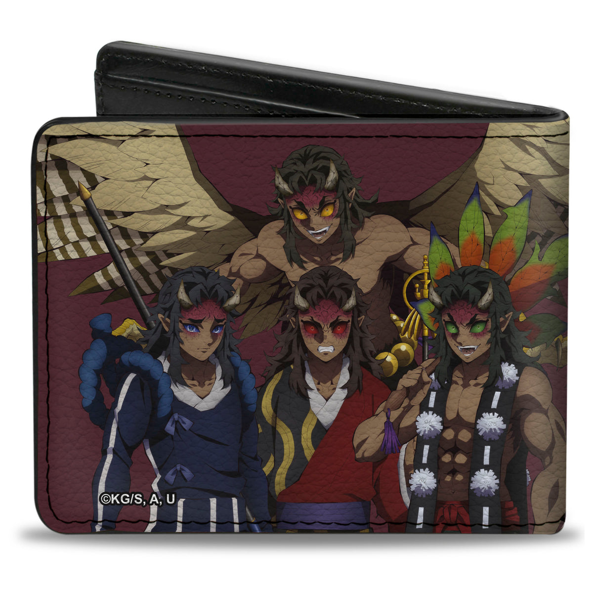 Bi-Fold Wallet - Demon Slayer Hantengu Battle Clones Poses Red Bi-Fold Wallets Demon Slayer