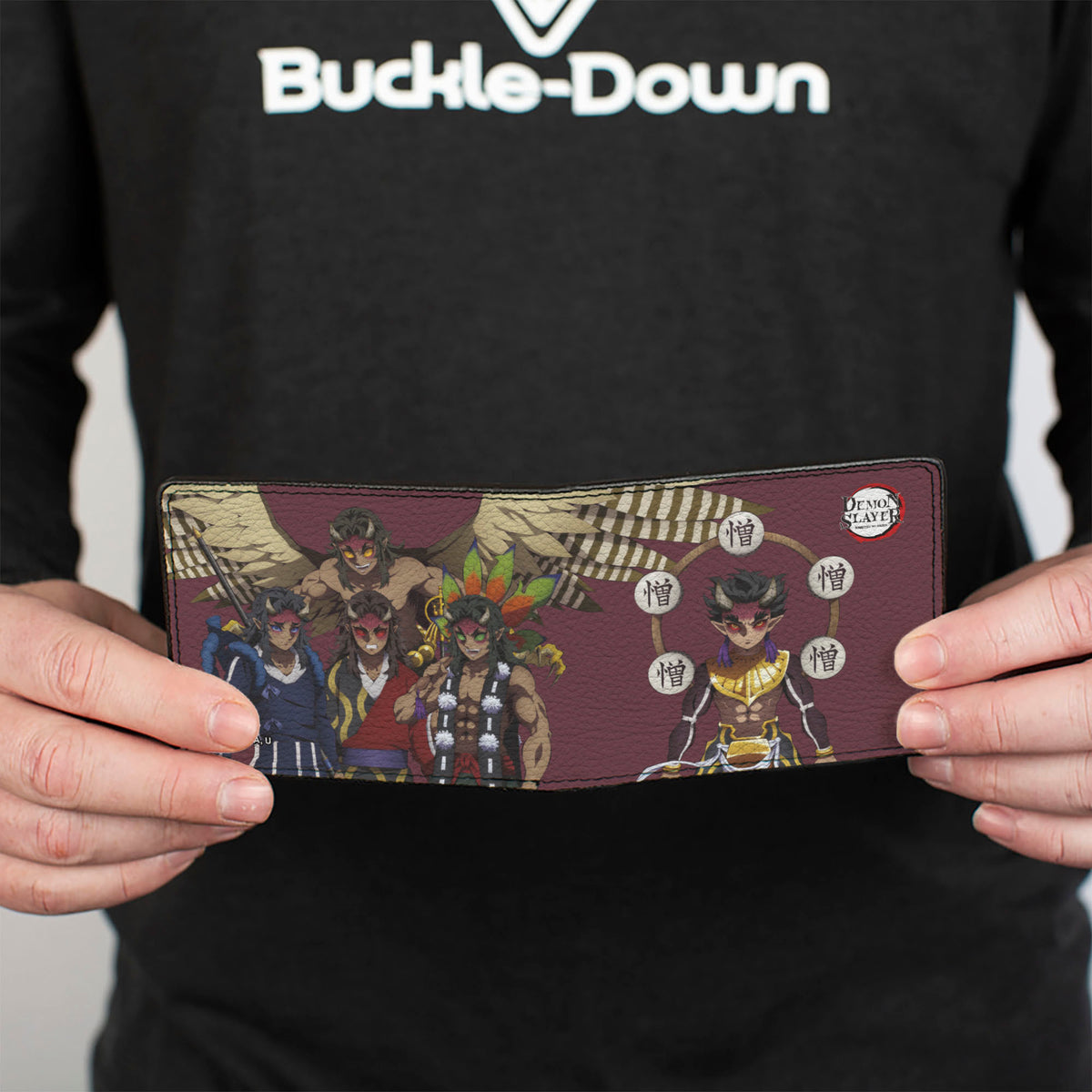 Bi-Fold Wallet - Demon Slayer Hantengu Battle Clones Poses Red Bi-Fold Wallets Demon Slayer