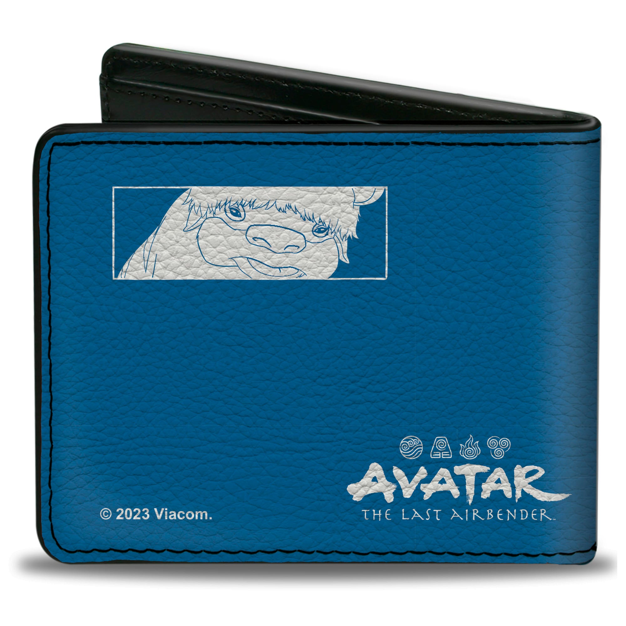 Bi-Fold Wallet - Avatar Last Airbender Aang Pose and Character Blocks and Title Logo Blue/White Bi-Fold Wallets Avatar The Last Airbender