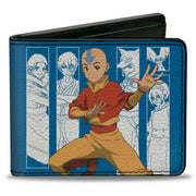 Bi-Fold Wallet - Avatar Last Airbender Aang Pose and Character Blocks and Title Logo Blue/White Bi-Fold Wallets Avatar The Last Airbender
