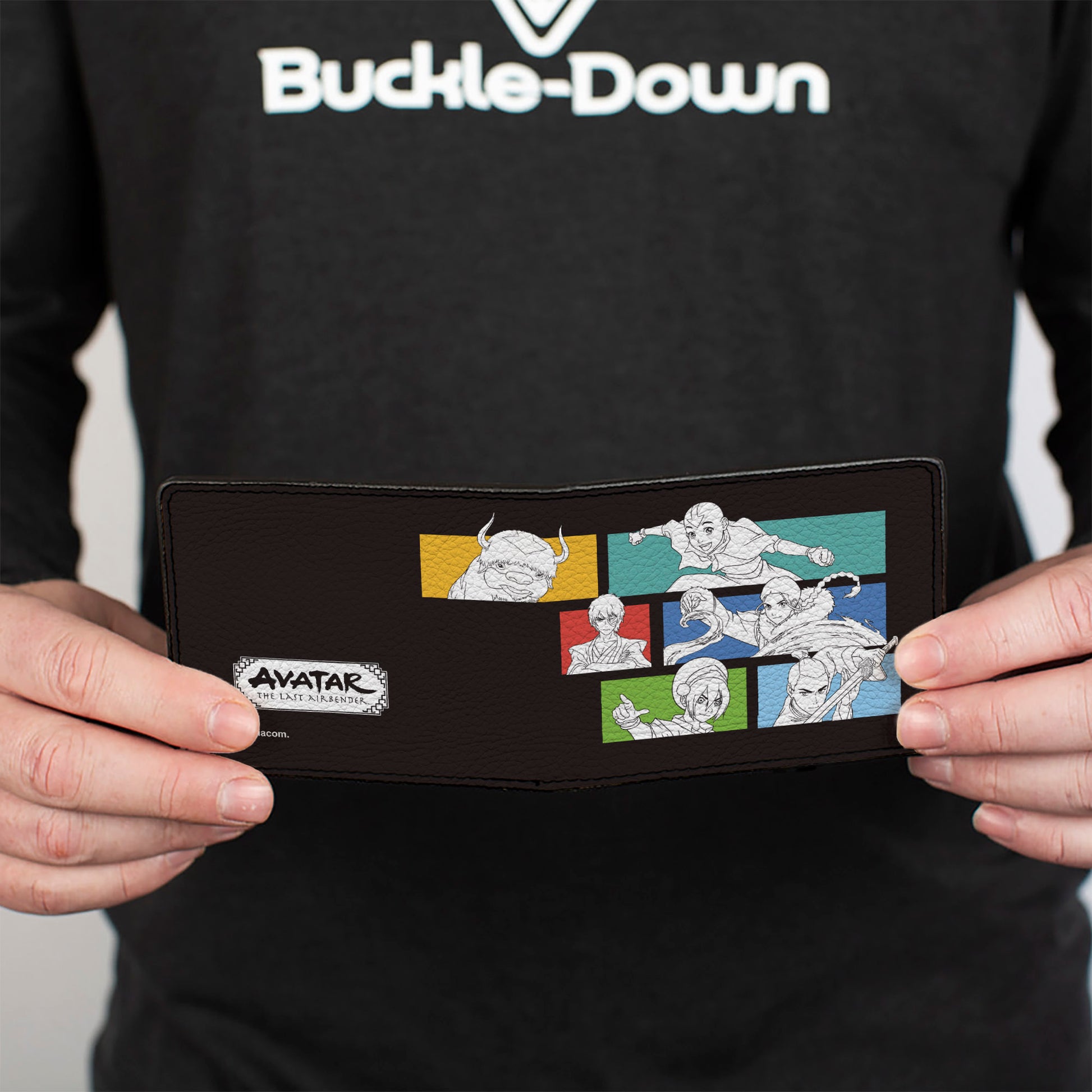 Bi-Fold Wallet - Avatar Last Airbender Character Pose Blocks and Title Logo Black/Multi Color Bi-Fold Wallets Avatar The Last Airbender