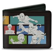 Bi-Fold Wallet - Avatar Last Airbender Character Pose Blocks and Title Logo Black/Multi Color Bi-Fold Wallets Avatar The Last Airbender