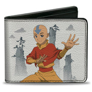 Bi-Fold Wallet - Avatar Last Airbender Aang Bending Pose and Scenery White/Grays Bi-Fold Wallets Avatar The Last Airbender
