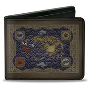 Bi-Fold Wallet - Avatar Last Airbender Elements Map with Icons and Title Logo Browns Bi-Fold Wallets Avatar The Last Airbender