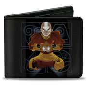 Bi-Fold Wallet - Avatar the Last Airbender Aang Meditating Pose + Glowing Arrow Eyes Black White Bi-Fold Wallets Avatar The Last Airbender