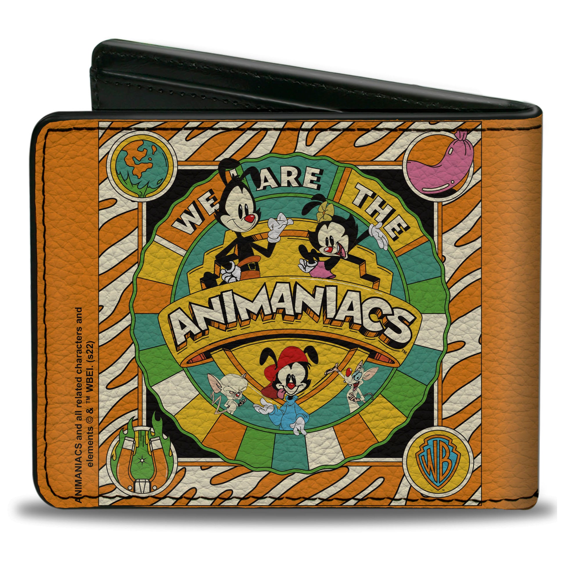 Bi-Fold Wallet - Animaniacs WE ARE THE ANIMANIACS Group Pose Orange White Bi-Fold Wallets Animaniacs