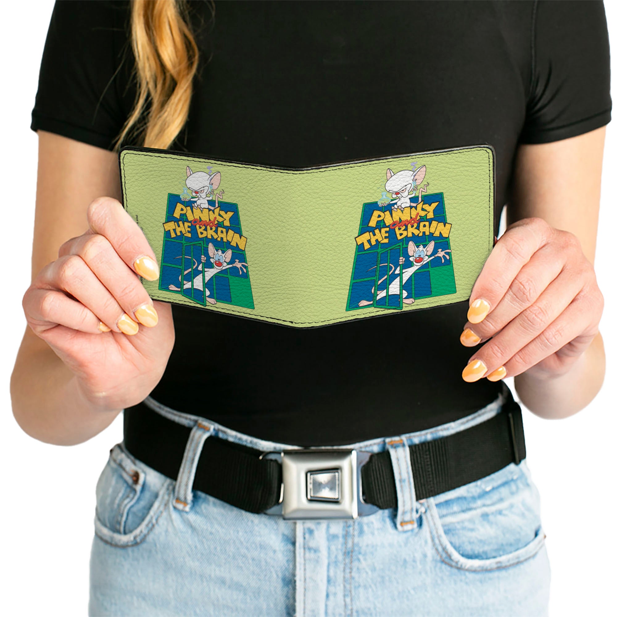 Bi-Fold Wallet - Animaniacs PINKY AND THE BRAIN Pose Greens Blue Bi-Fold Wallets Animaniacs