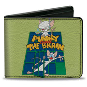 Bi-Fold Wallet - Animaniacs PINKY AND THE BRAIN Pose Greens Blue Bi-Fold Wallets Animaniacs