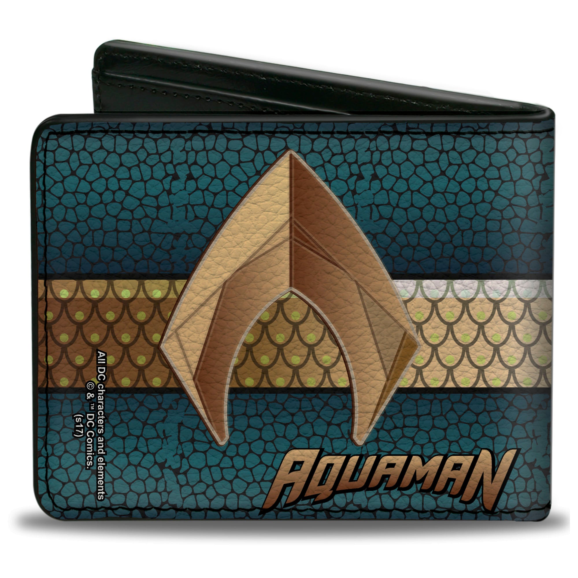 Bi-Fold Wallet - AQUAMAN Icon Scales Stripe Blues Golds Bi-Fold Wallets DC Comics