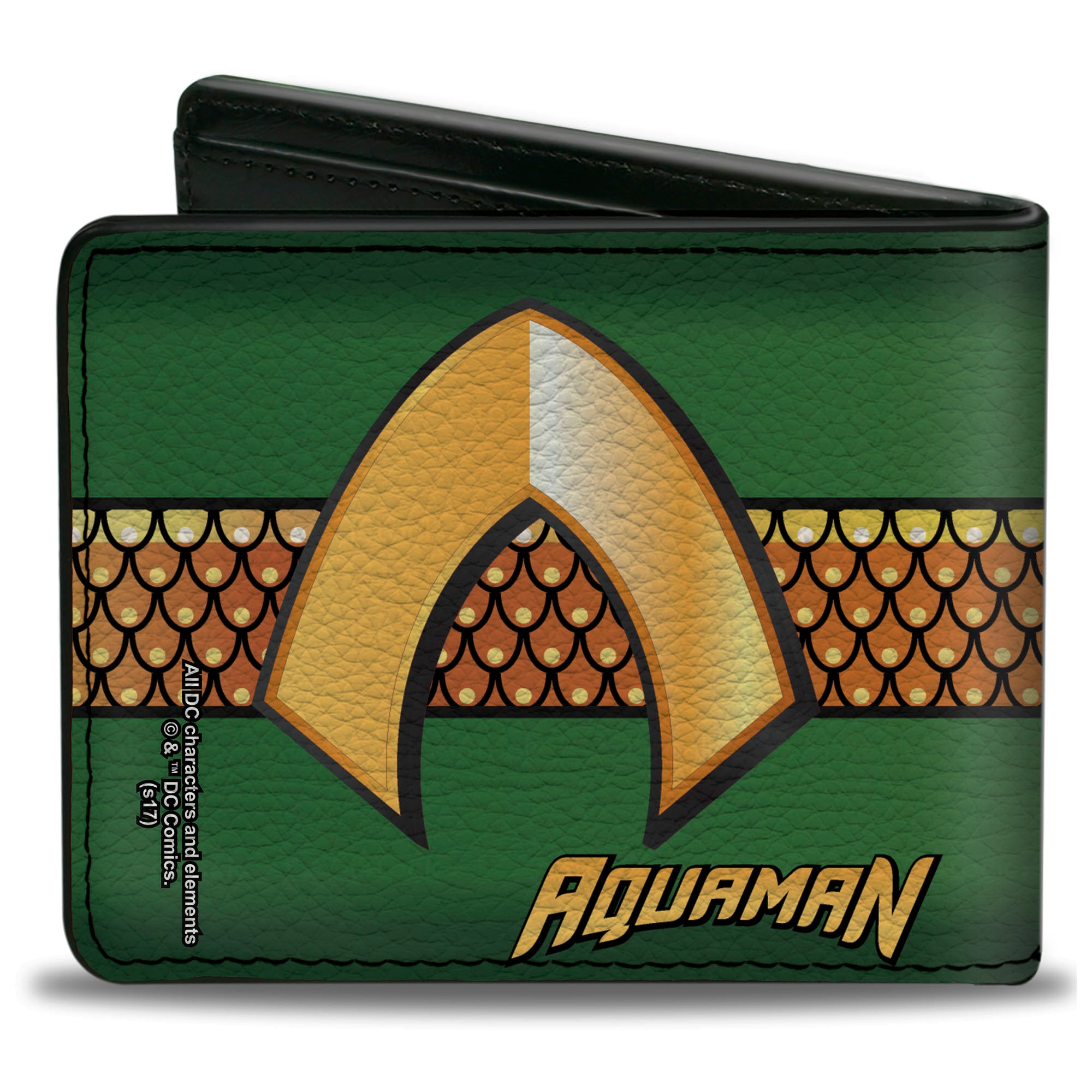Bi-Fold Wallet - AQUAMAN Classic Icon Scales Stripe Green Golds Bi-Fold Wallets DC Comics
