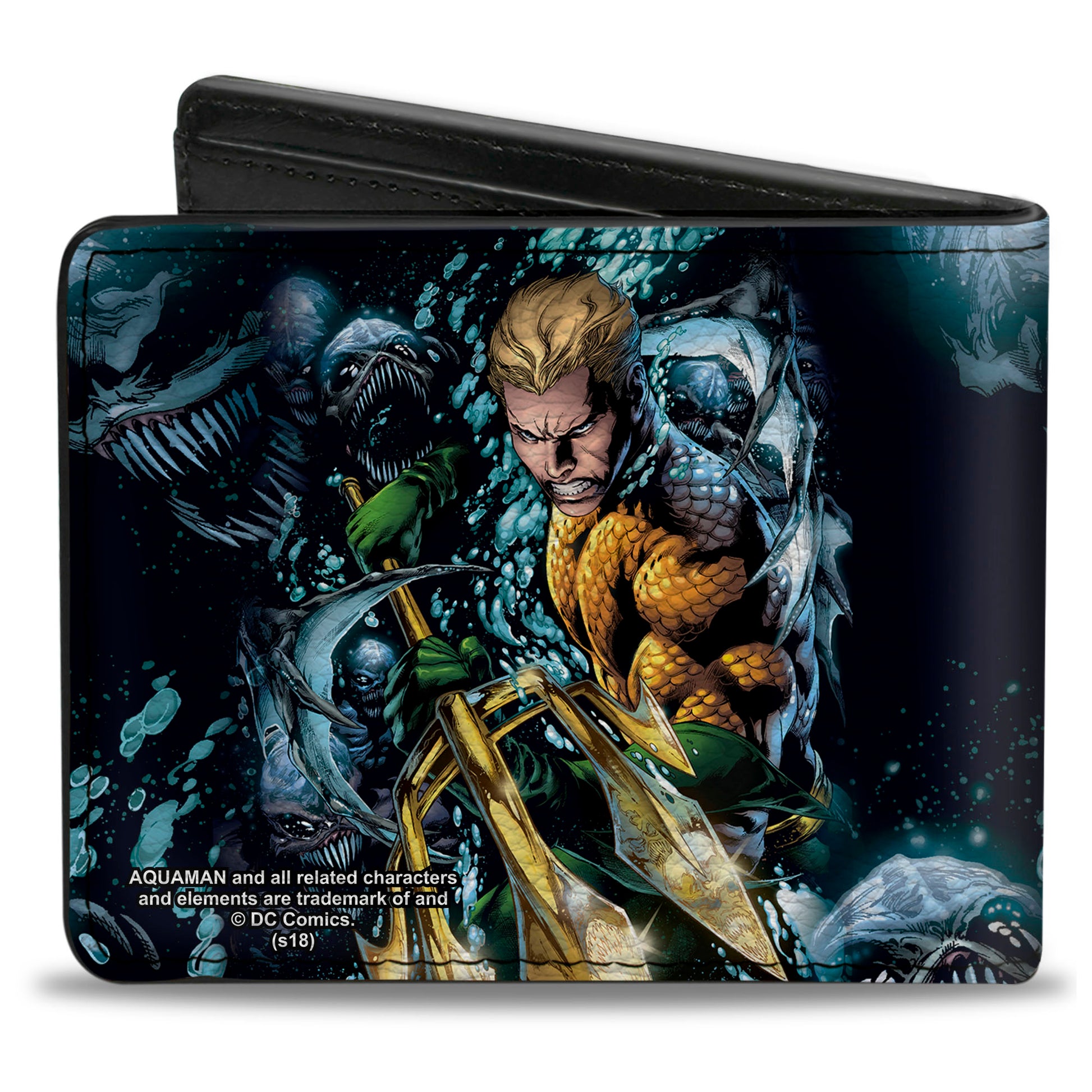 Bi-Fold Wallet - Aquaman New 52 The Trench Underwater Comic Book Cover Pose Bi-Fold Wallets DC Comics