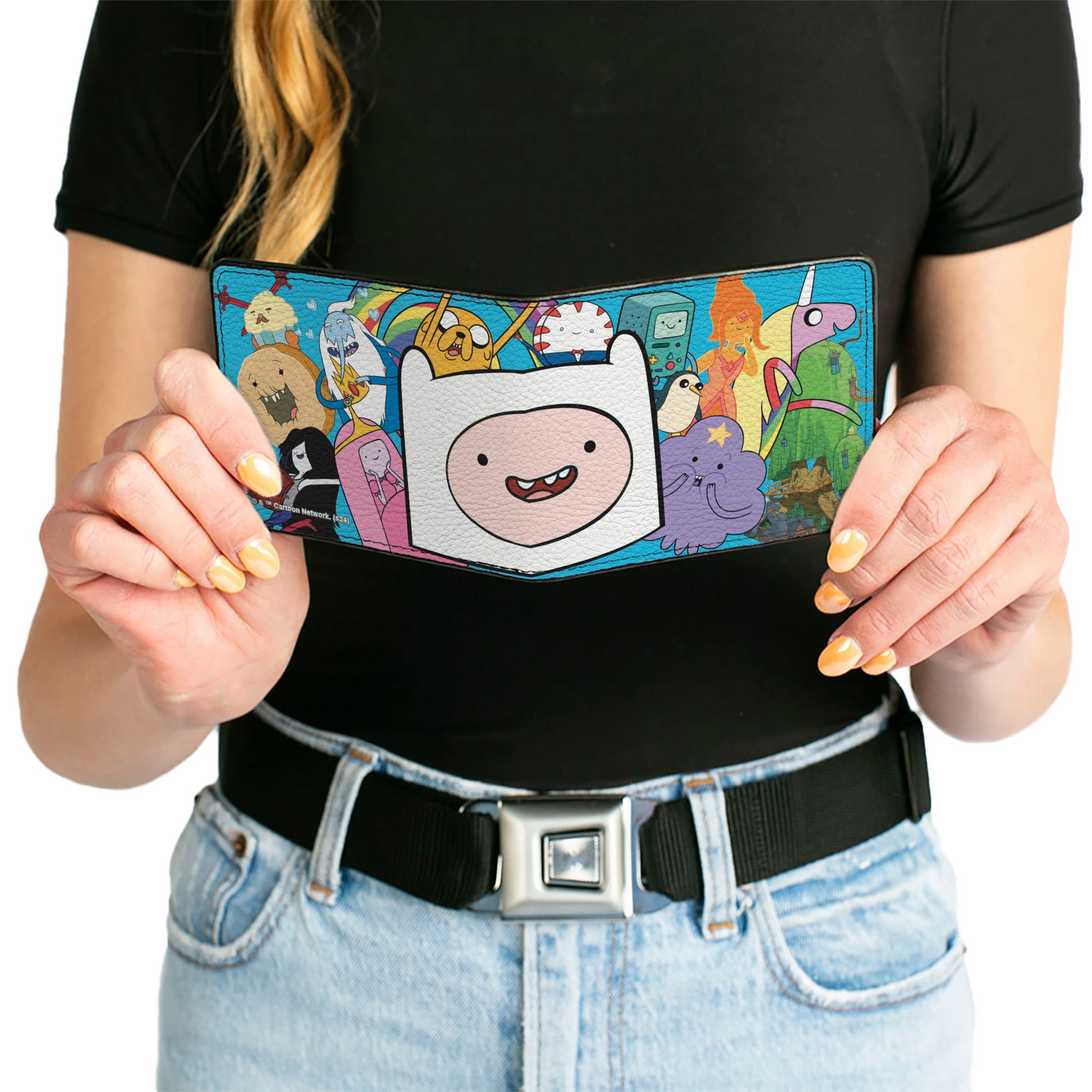 Bi-Fold Wallet - Adventure Time Finn Face Close-Up and Friends Blue Bi-Fold Wallets Adventure Time