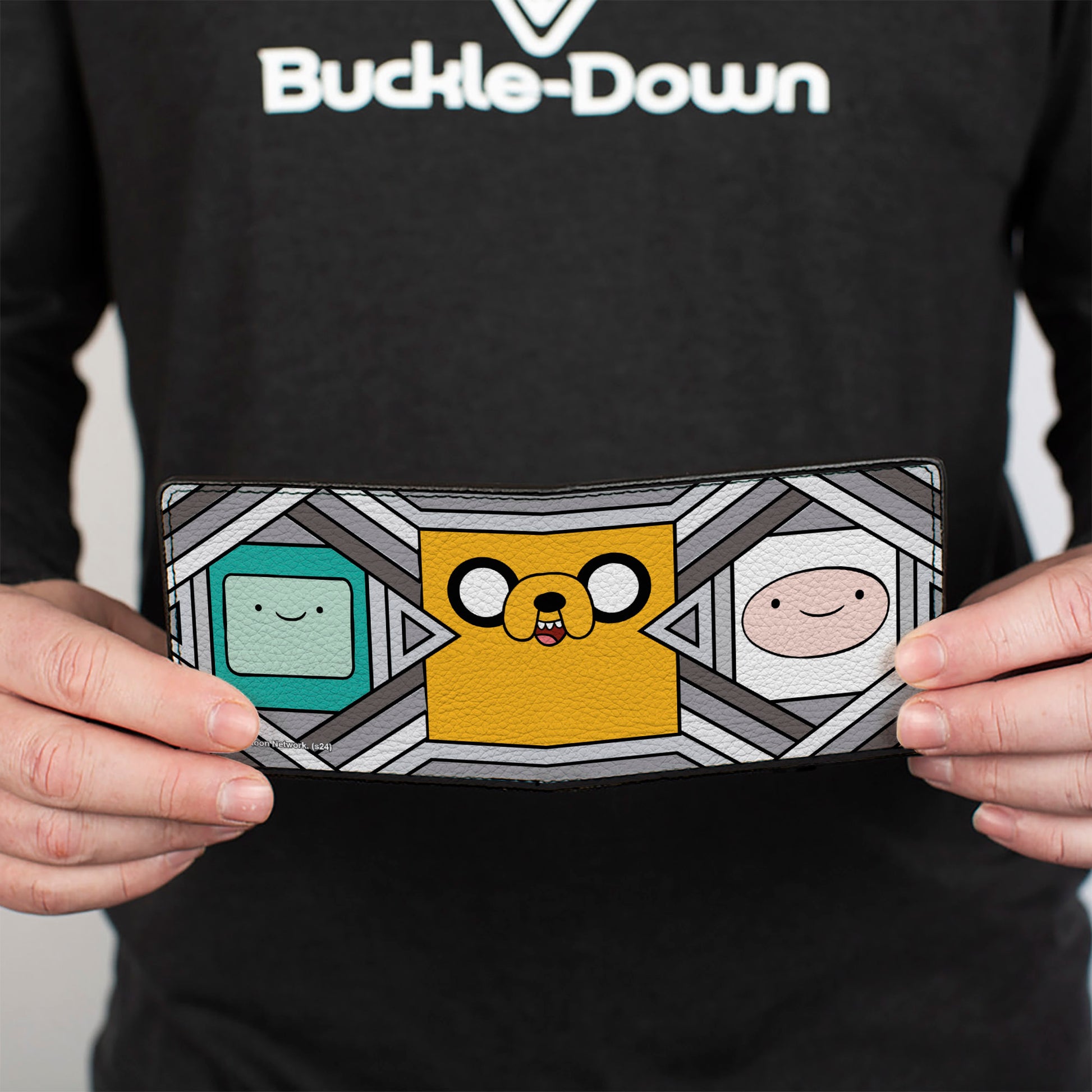 Bi-Fold Wallet - Adventure Time Jake Finn and BMO Pose Blocks Grays Bi-Fold Wallets Adventure Time