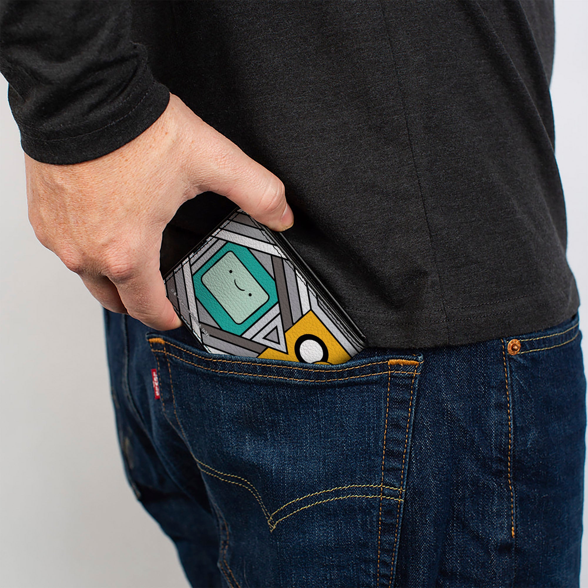 Bi-Fold Wallet - Adventure Time Jake Finn and BMO Pose Blocks Grays Bi-Fold Wallets Adventure Time