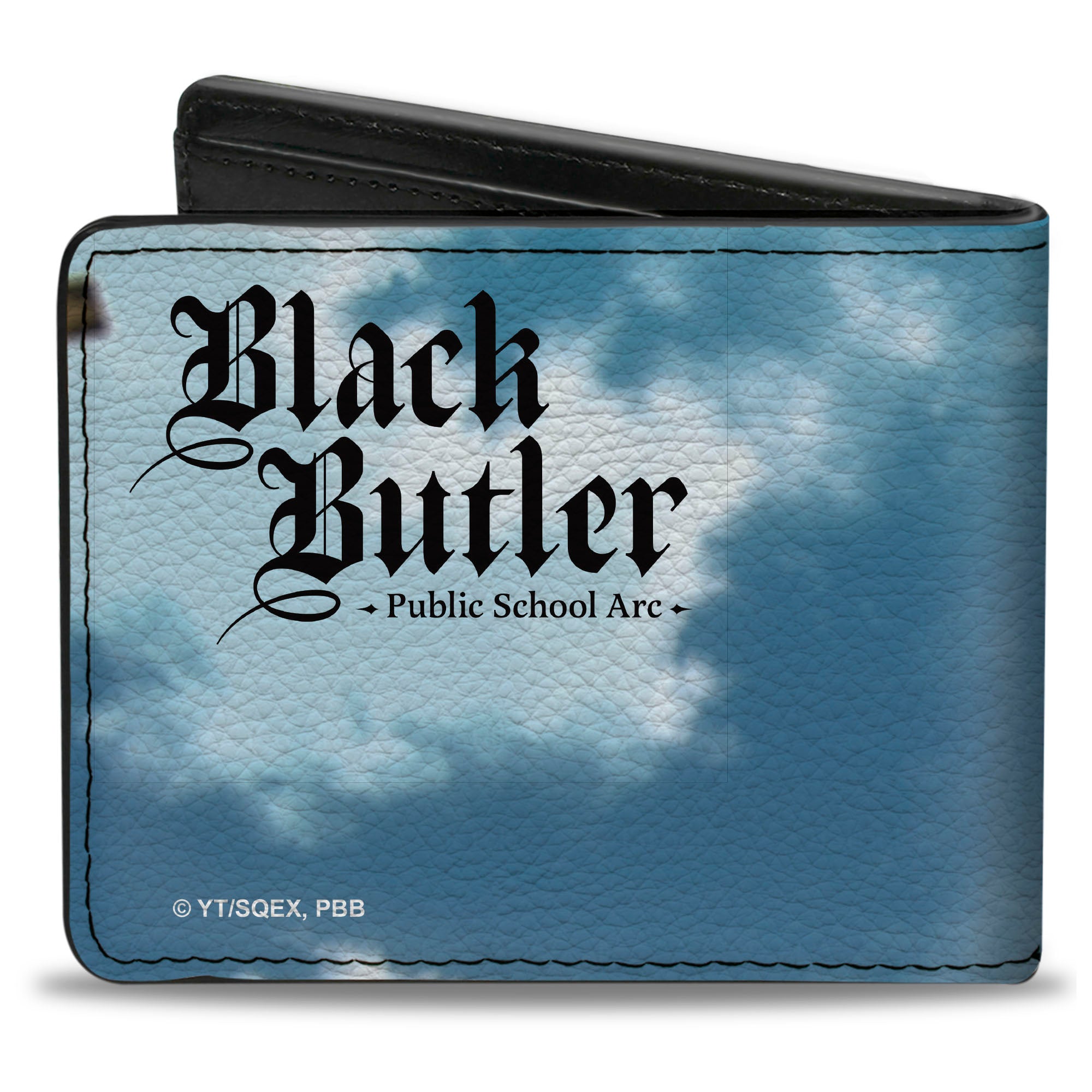 Bi-Fold Wallet - BLACK BUTLER Sebastian Sky Scene Pose and Title Logo Blue Bi-Fold Wallets Black Butler