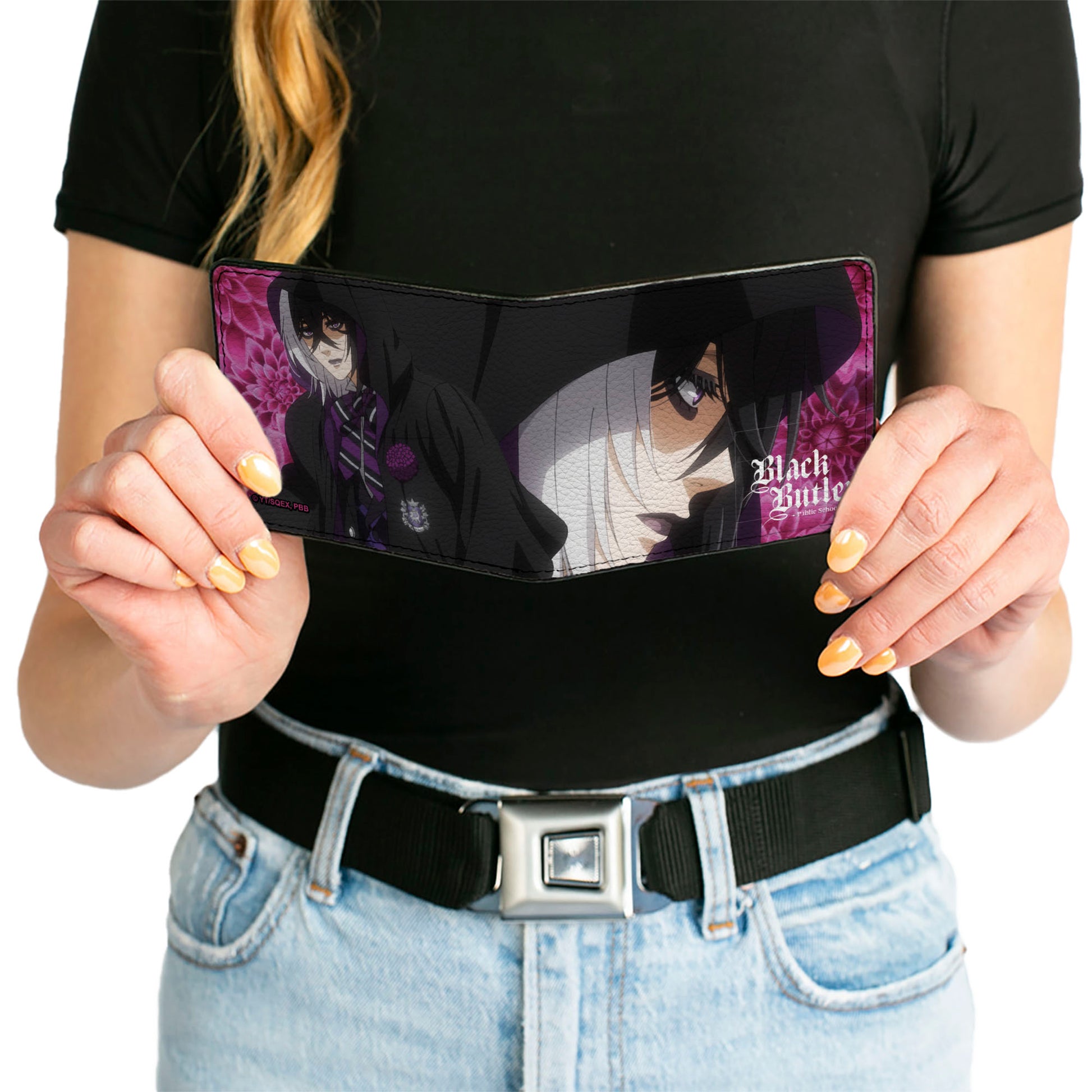 Bi-Fold Wallet - Black Butler Gregory Violet Dahlia Pose and Face Purples Bi-Fold Wallets Black Butler