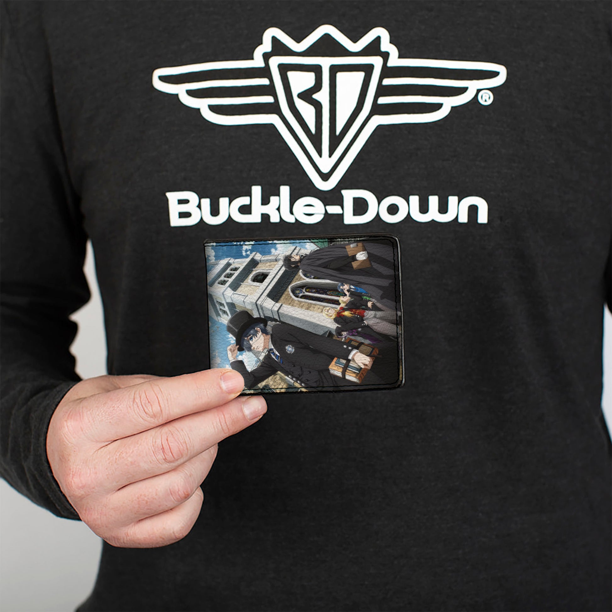 Bi-Fold Wallet - Black Butler Ciel and Sebastian Weston College House Heads Scene Bi-Fold Wallets Black Butler