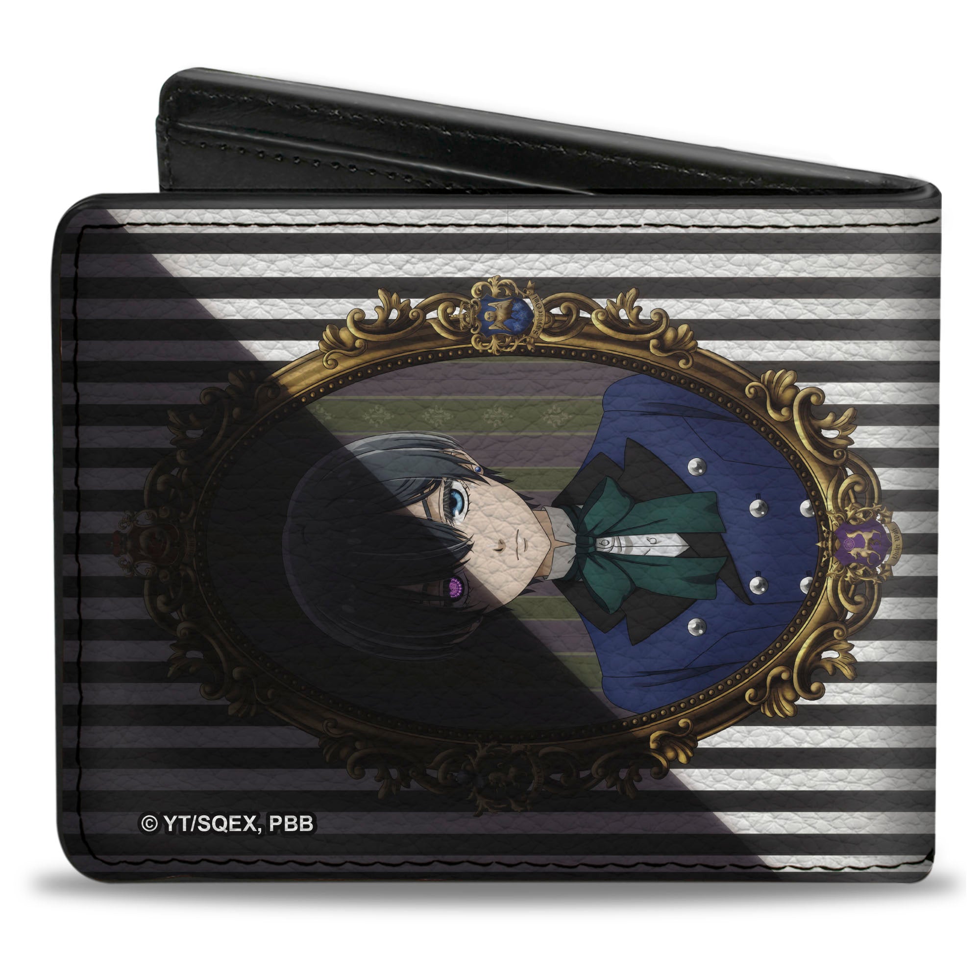 Bi-Fold Wallet - Black Butler Ciel and Sebastian Portrait Shadows Stripe Black/White Bi-Fold Wallets Black Butler