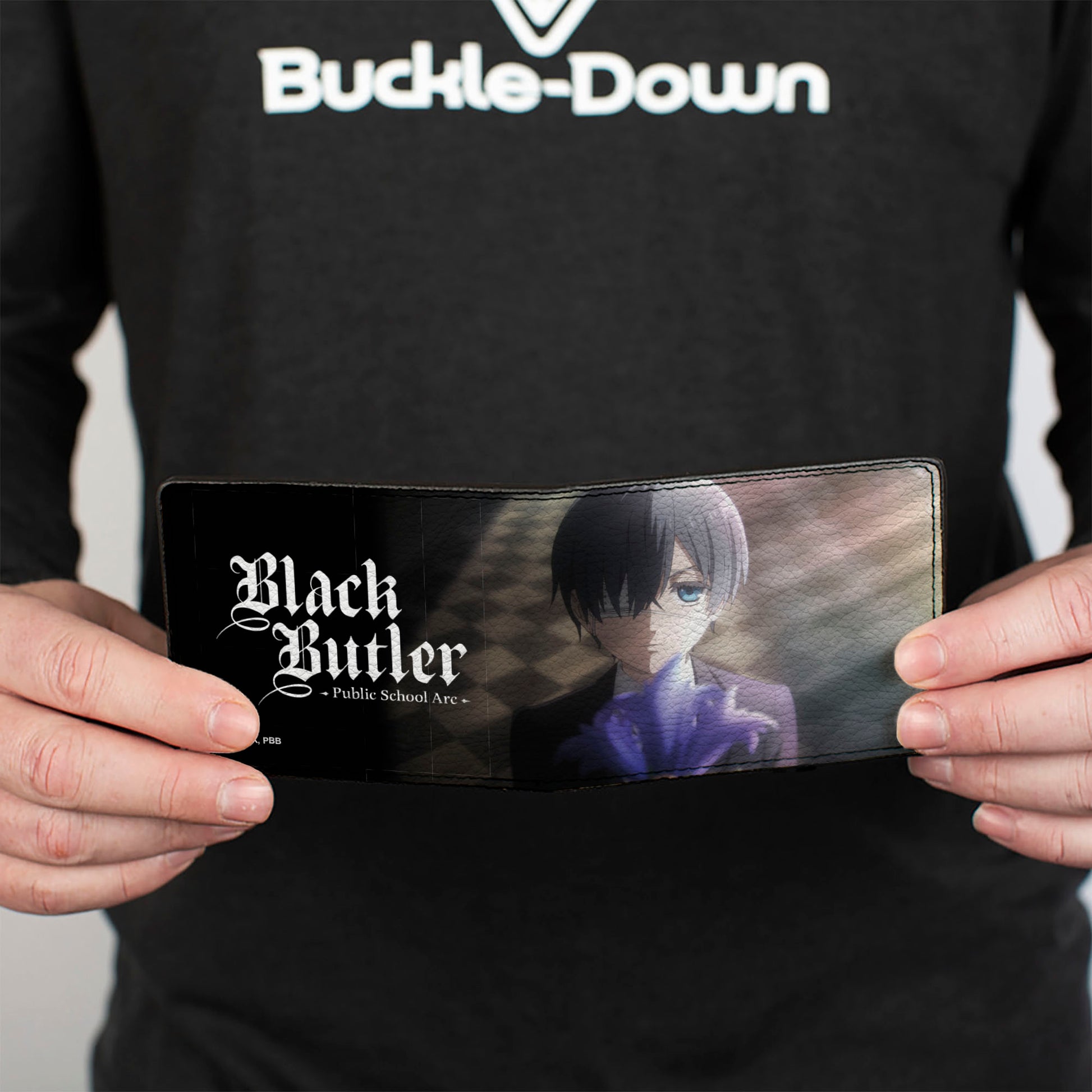 Bi-Fold Wallet - BLACK BUTLER Ciel Phantomhive Pose and Title Logo Black/White Bi-Fold Wallets Black Butler