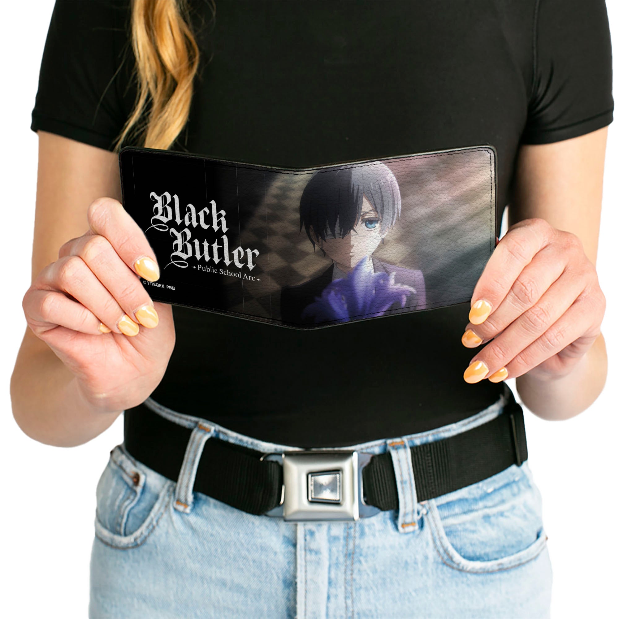 Bi-Fold Wallet - BLACK BUTLER Ciel Phantomhive Pose and Title Logo Black/White Bi-Fold Wallets Black Butler