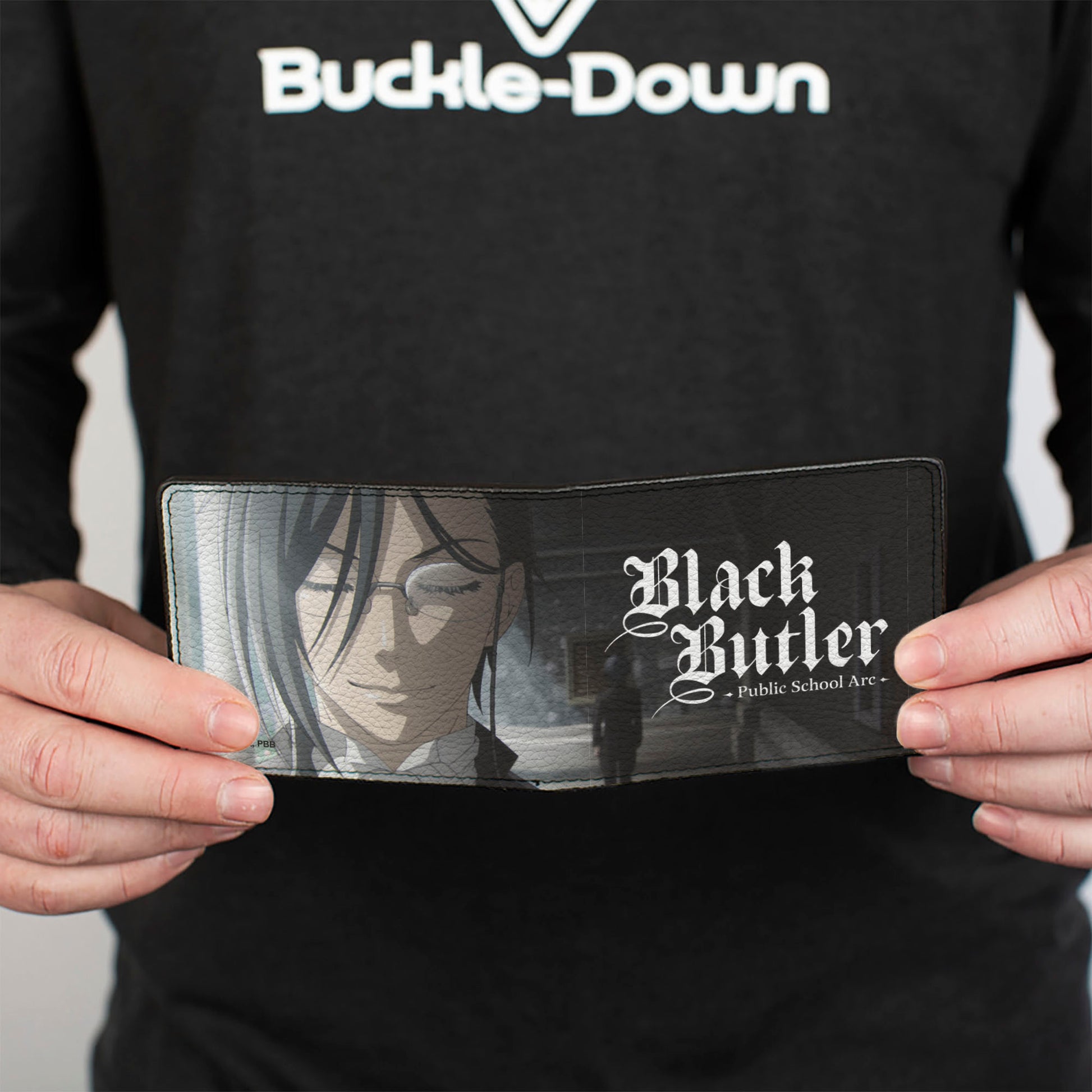 Bi-Fold Wallet - BLACK BUTLER Sebastian Michaelis Face Close-Up and Title Logo Bi-Fold Wallets Black Butler