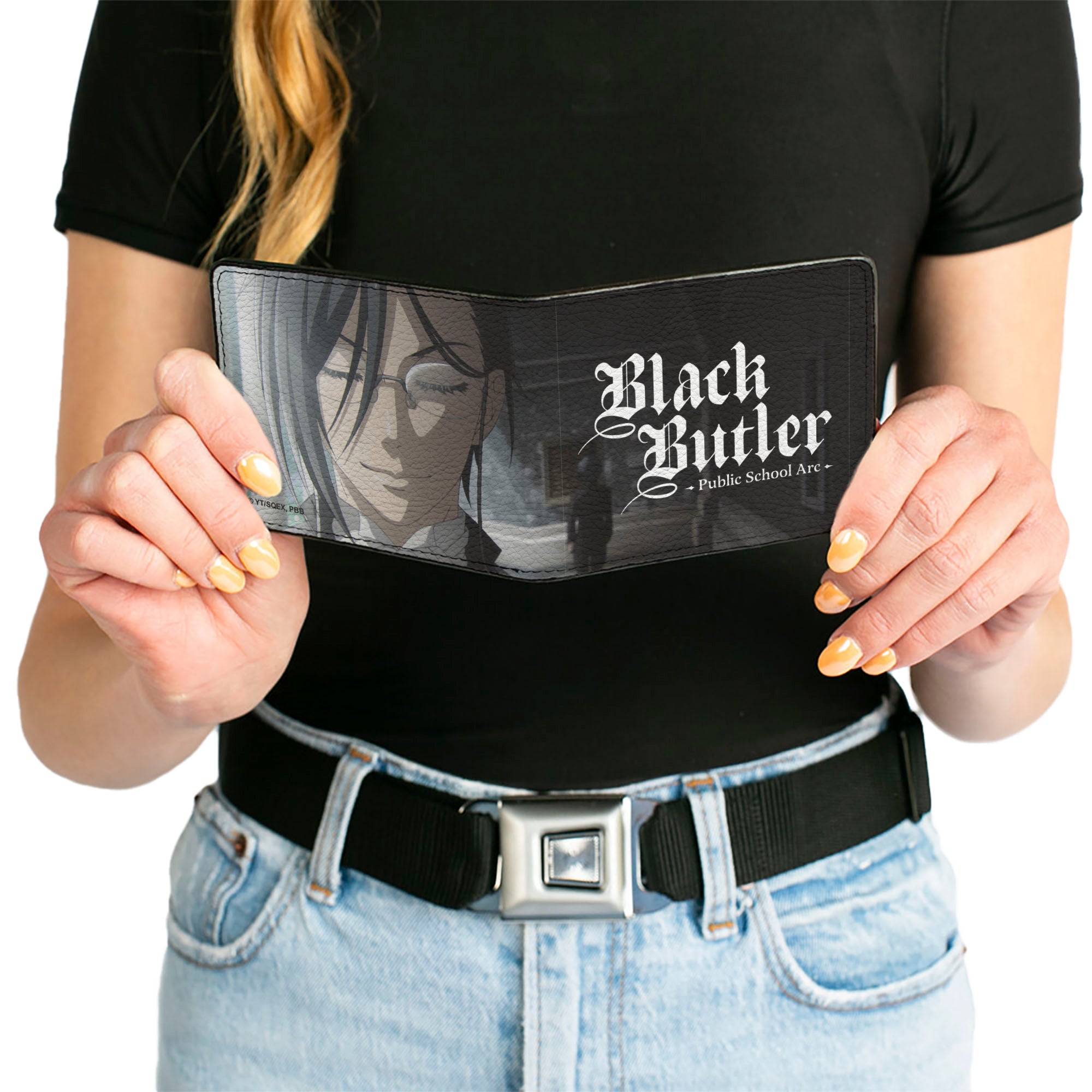Bi-Fold Wallet - BLACK BUTLER Sebastian Michaelis Face Close-Up and Title Logo Bi-Fold Wallets Black Butler