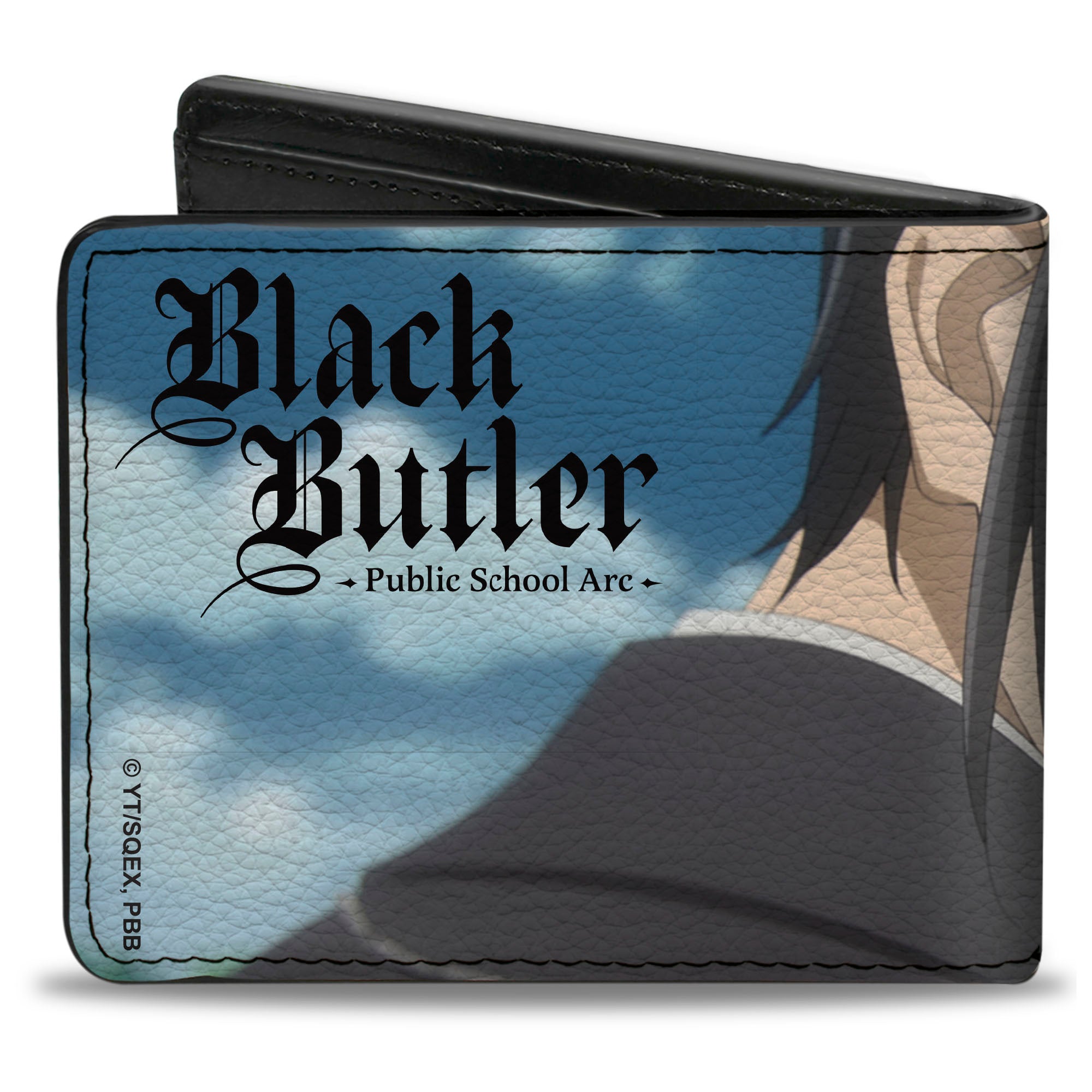 Bi-Fold Wallet - BLACK BUTLER Sebastian Michaelis Pose and Title Logo Blues Bi-Fold Wallets Black Butler