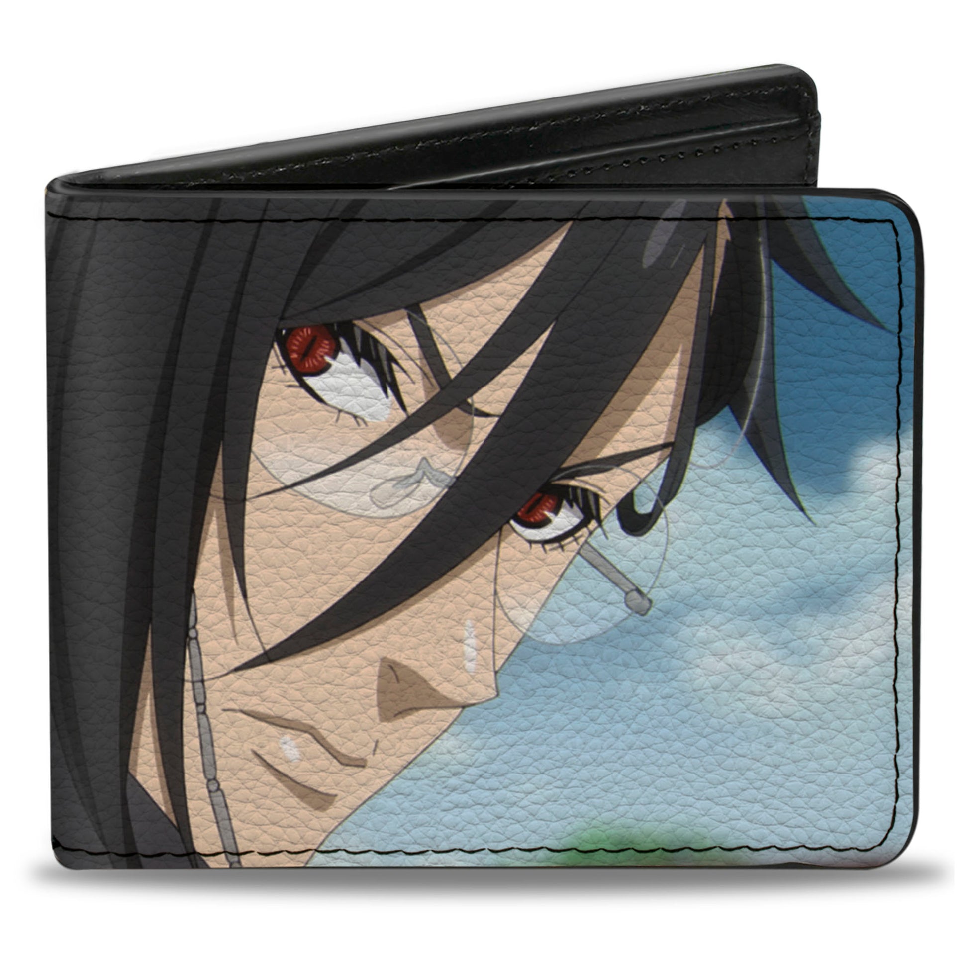 Bi-Fold Wallet - BLACK BUTLER Sebastian Michaelis Pose and Title Logo Blues Bi-Fold Wallets Black Butler