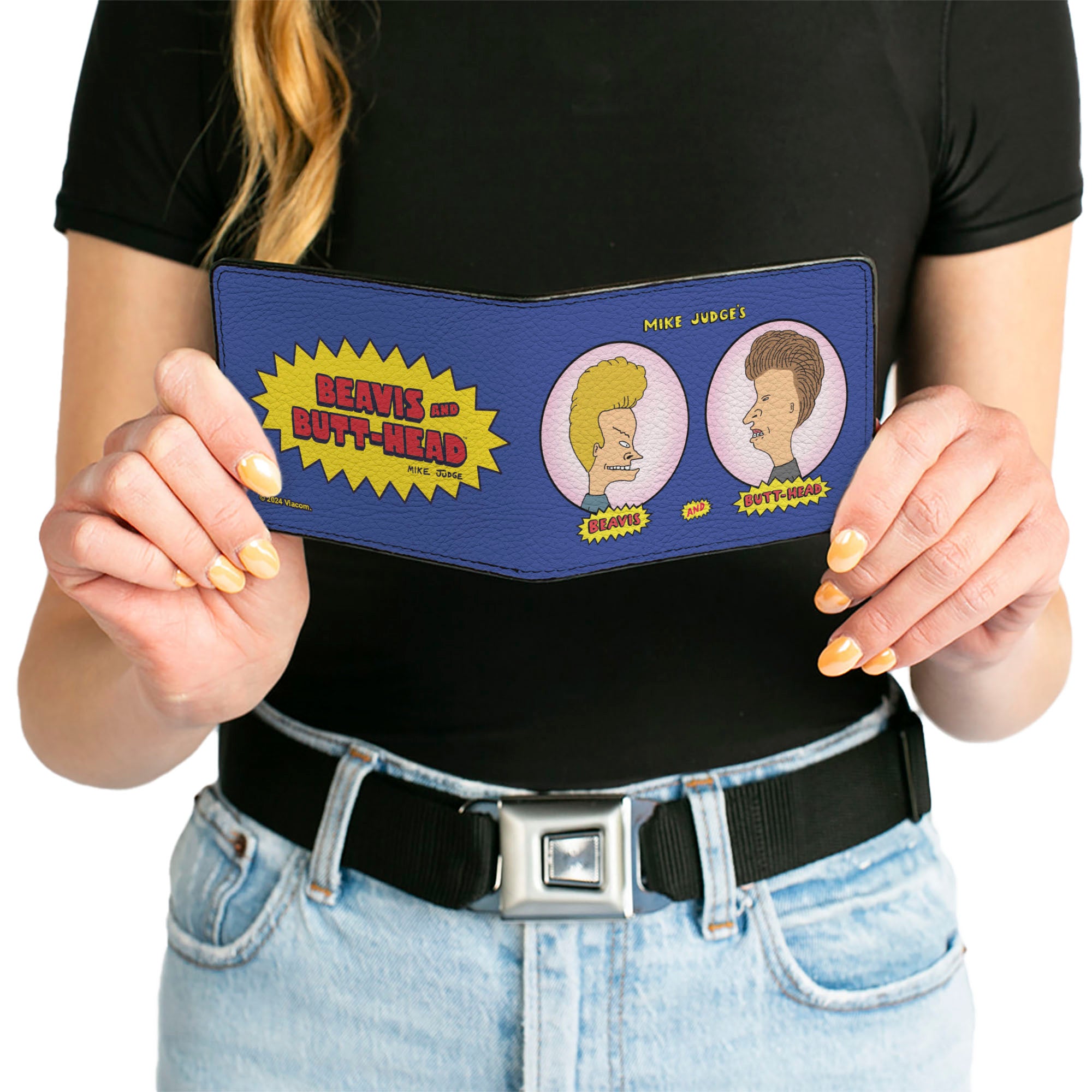 Bi-Fold Wallet - BEAVIS AND BUTT-HEAD Title Logo and Portrait Profiles Blue Bi-Fold Wallets MTV
