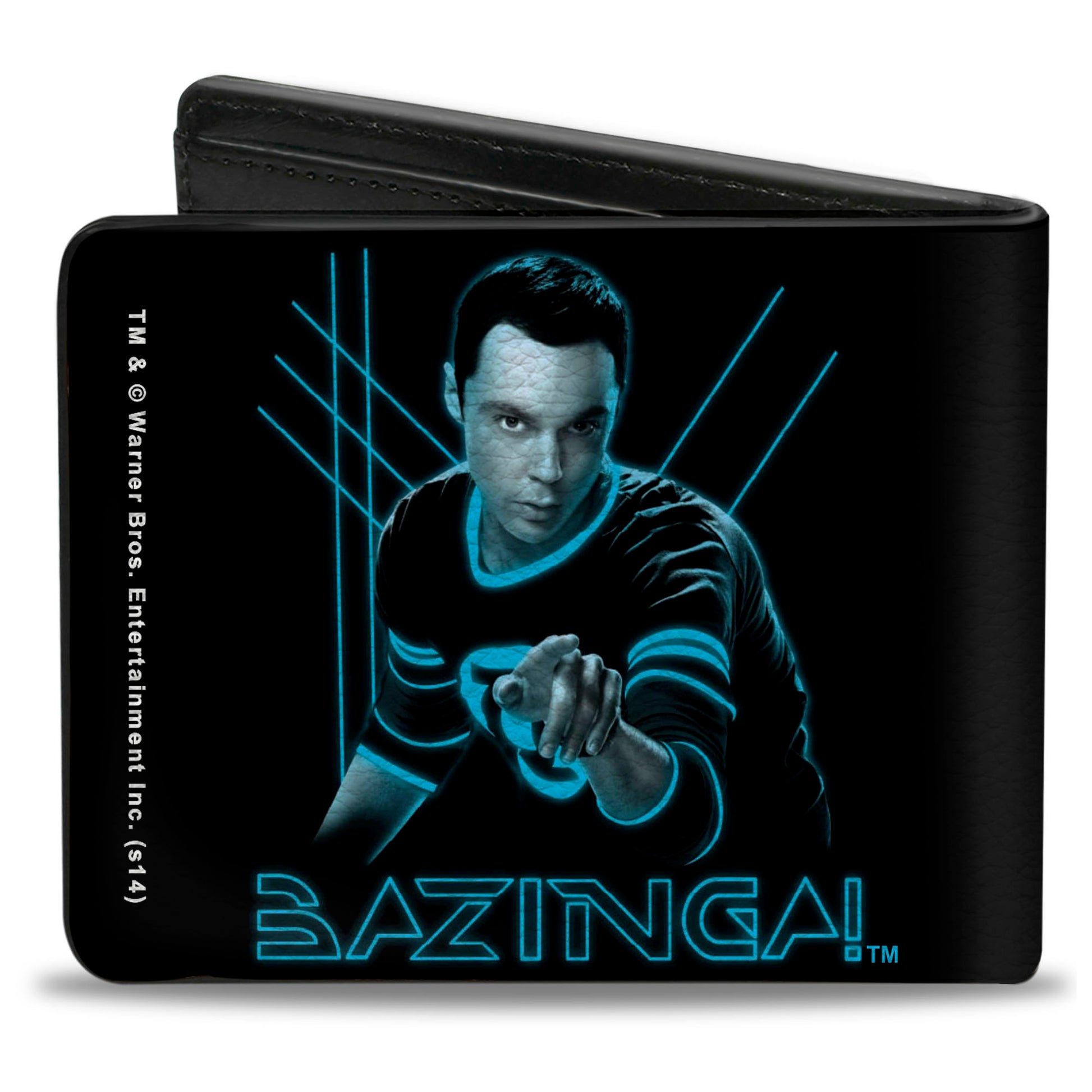 Bi-Fold Wallet -Sheldon BAZINGA! Black Blue Glow Bi-Fold Wallets The Big Bang Theory