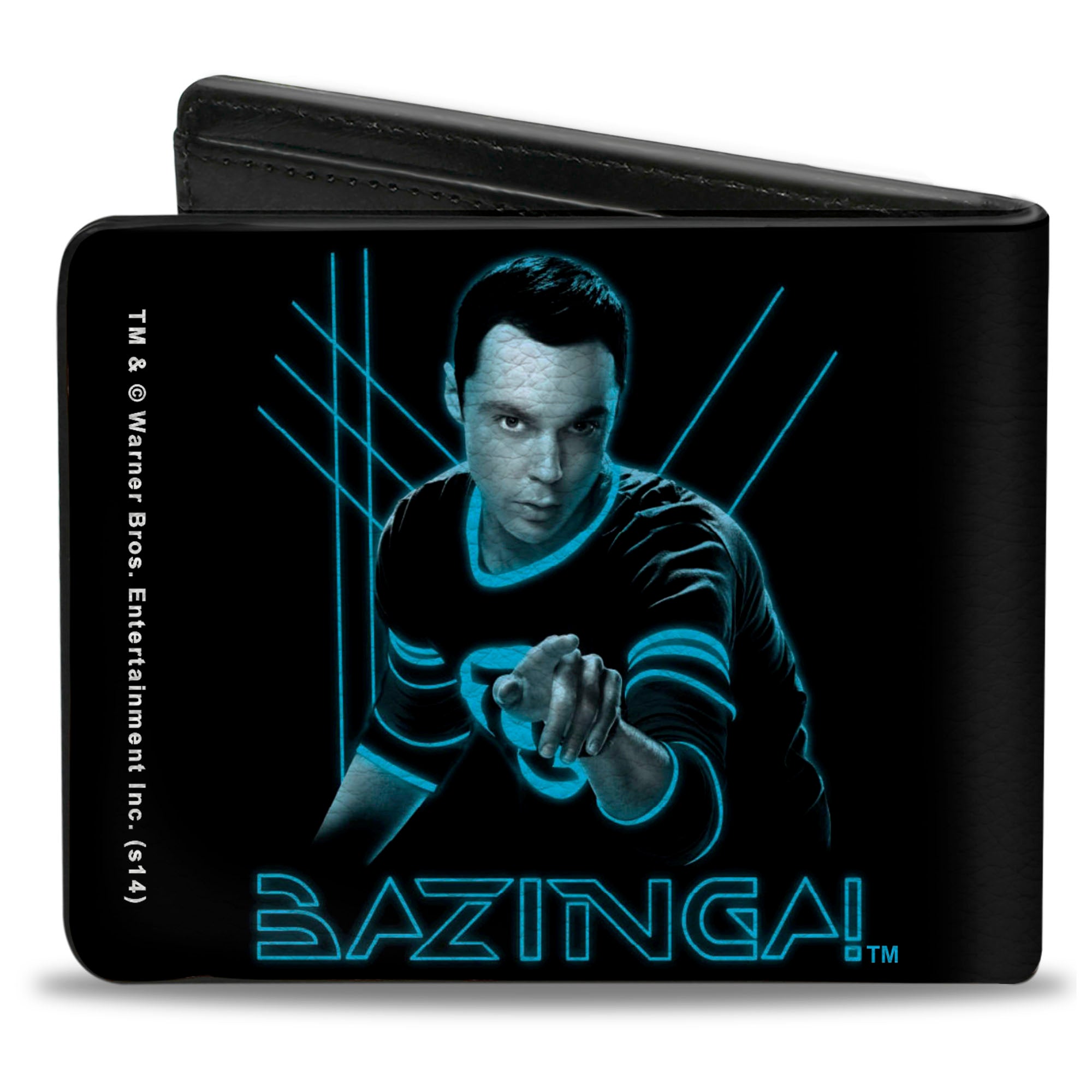 Bi-Fold Wallet -Sheldon BAZINGA! Black Blue Glow Bi-Fold Wallets The Big Bang Theory