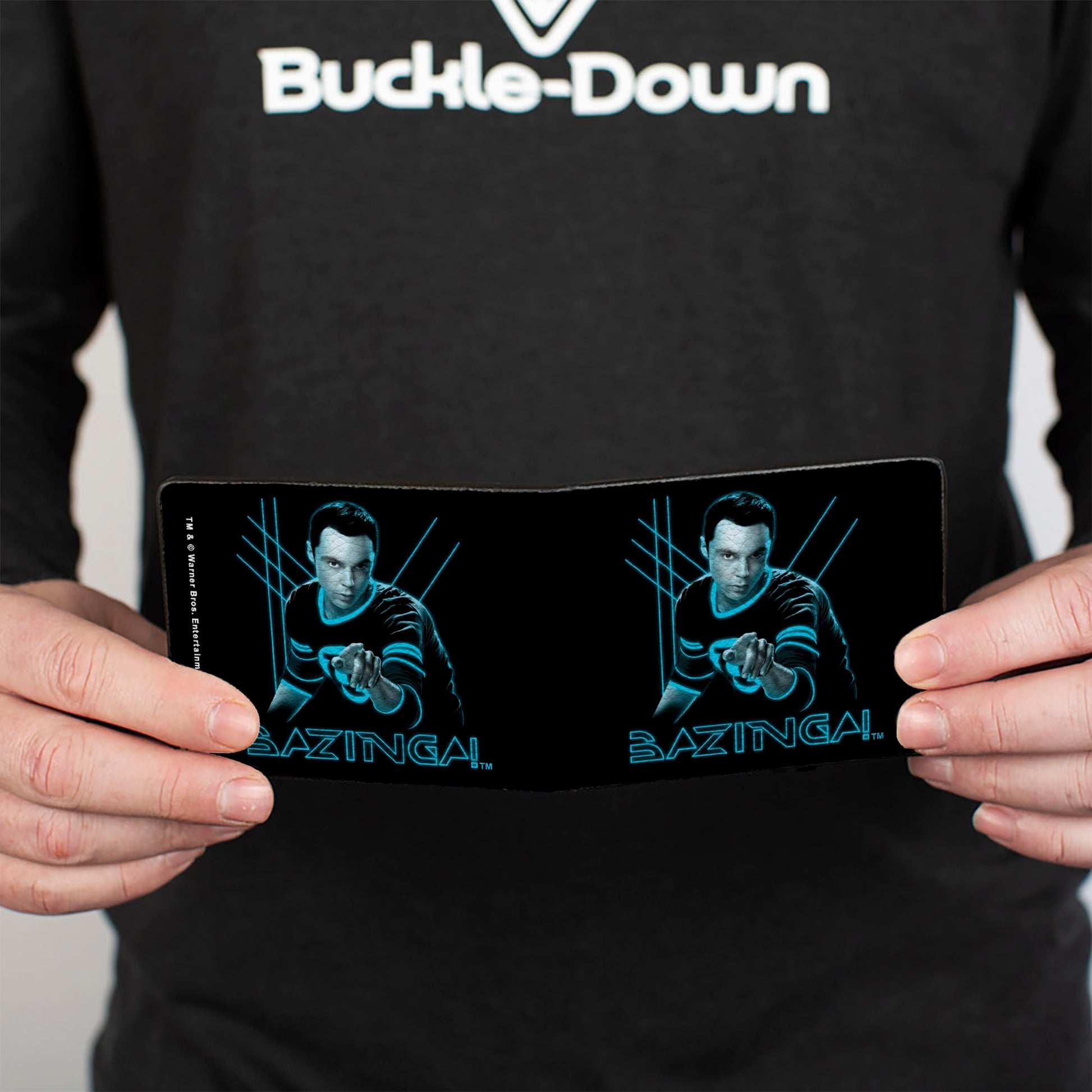 Bi-Fold Wallet -Sheldon BAZINGA! Black Blue Glow Bi-Fold Wallets The Big Bang Theory