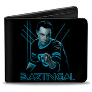 Bi-Fold Wallet -Sheldon BAZINGA! Black Blue Glow Bi-Fold Wallets The Big Bang Theory
