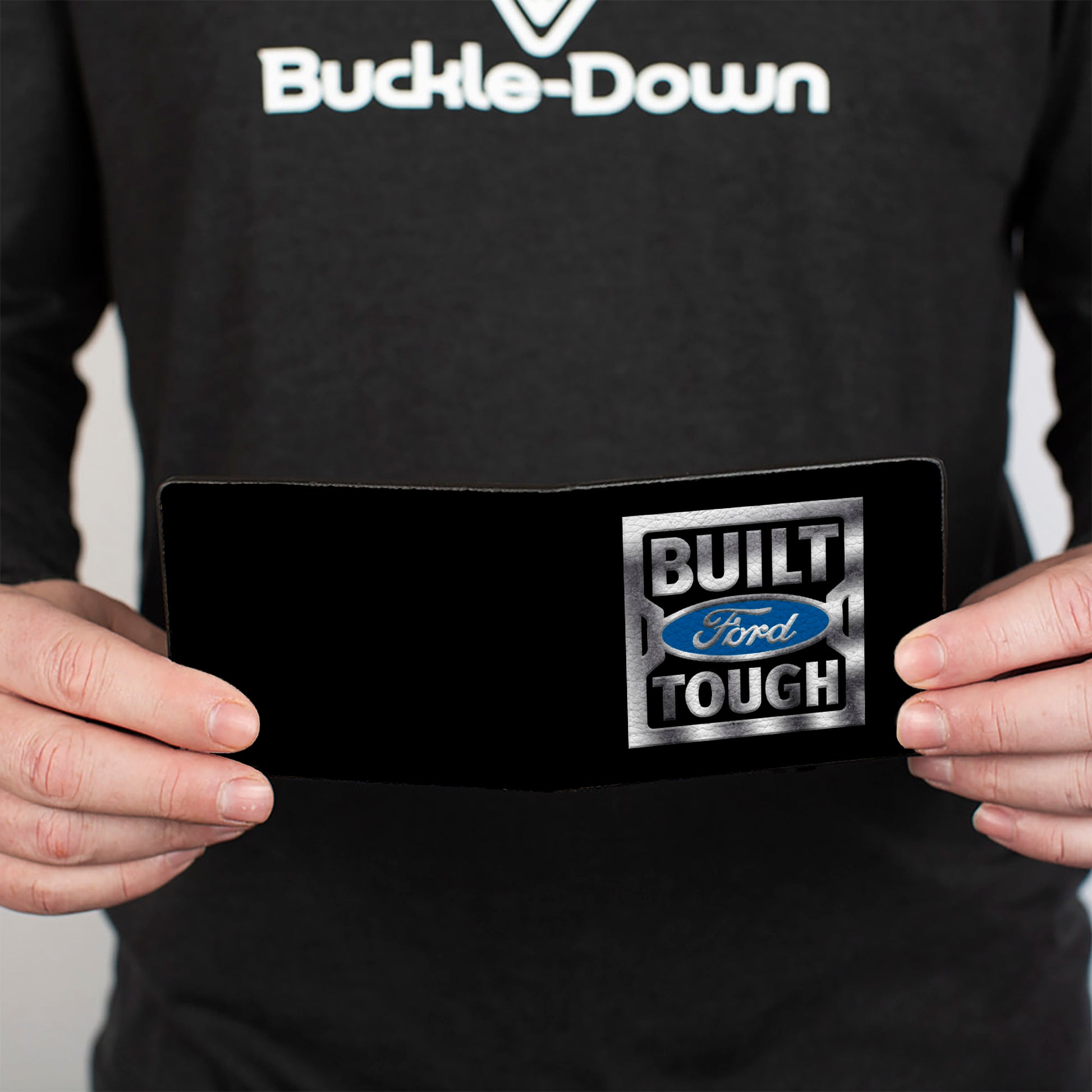 Bi-Fold Wallet - BUILT FORD TOUGH Logo3 Black Silver Gradient Blue Bi-Fold Wallets Ford