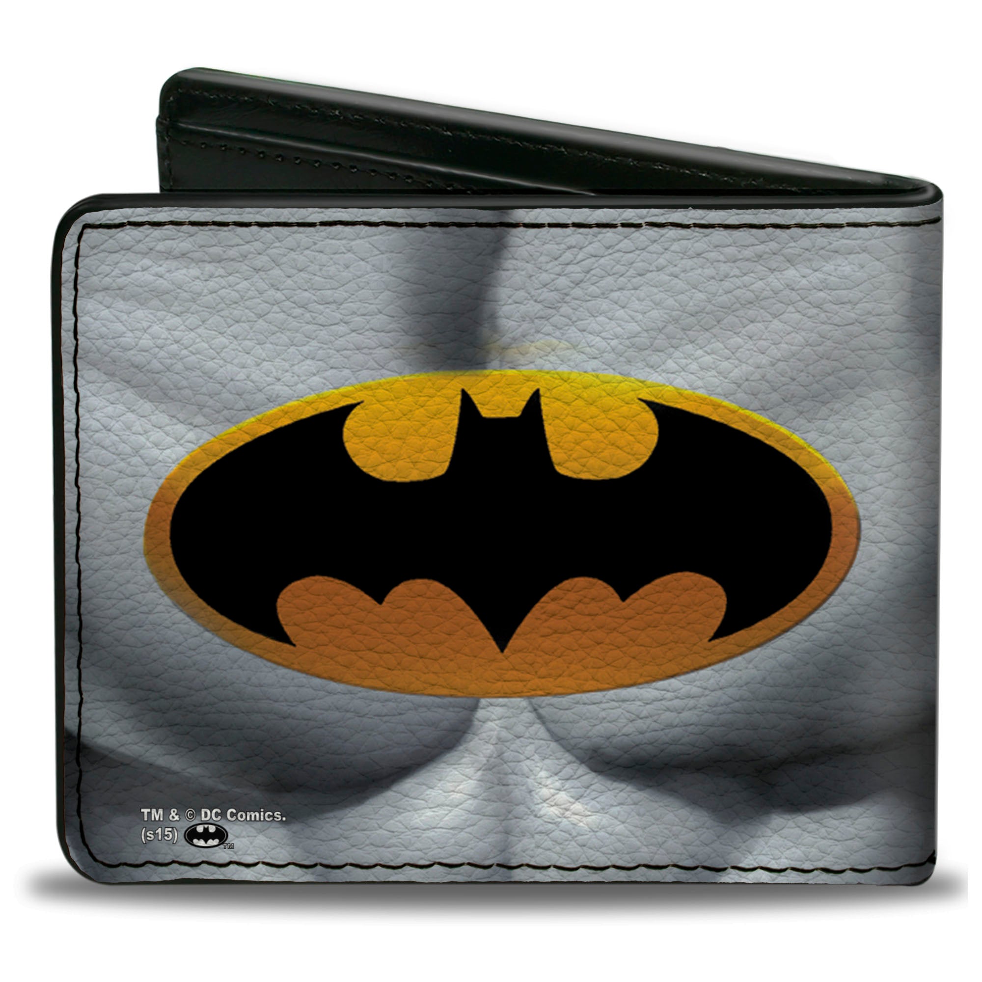 Bi-Fold Wallet - Justice Leaue Supreme Team Batman Chest Logo Grays Yellow Black Bi-Fold Wallets DC Comics