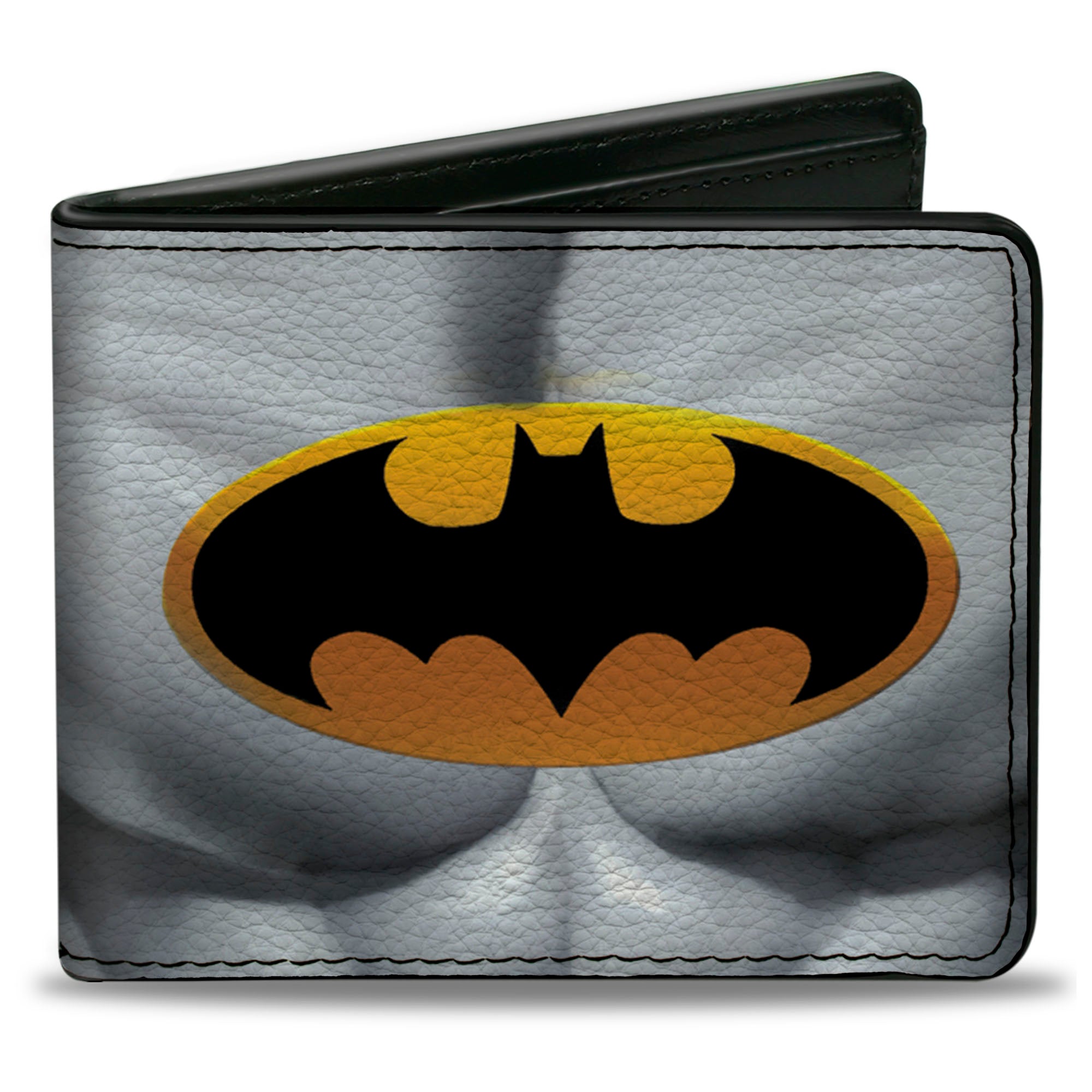 Bi-Fold Wallet - Justice Leaue Supreme Team Batman Chest Logo Grays Yellow Black Bi-Fold Wallets DC Comics