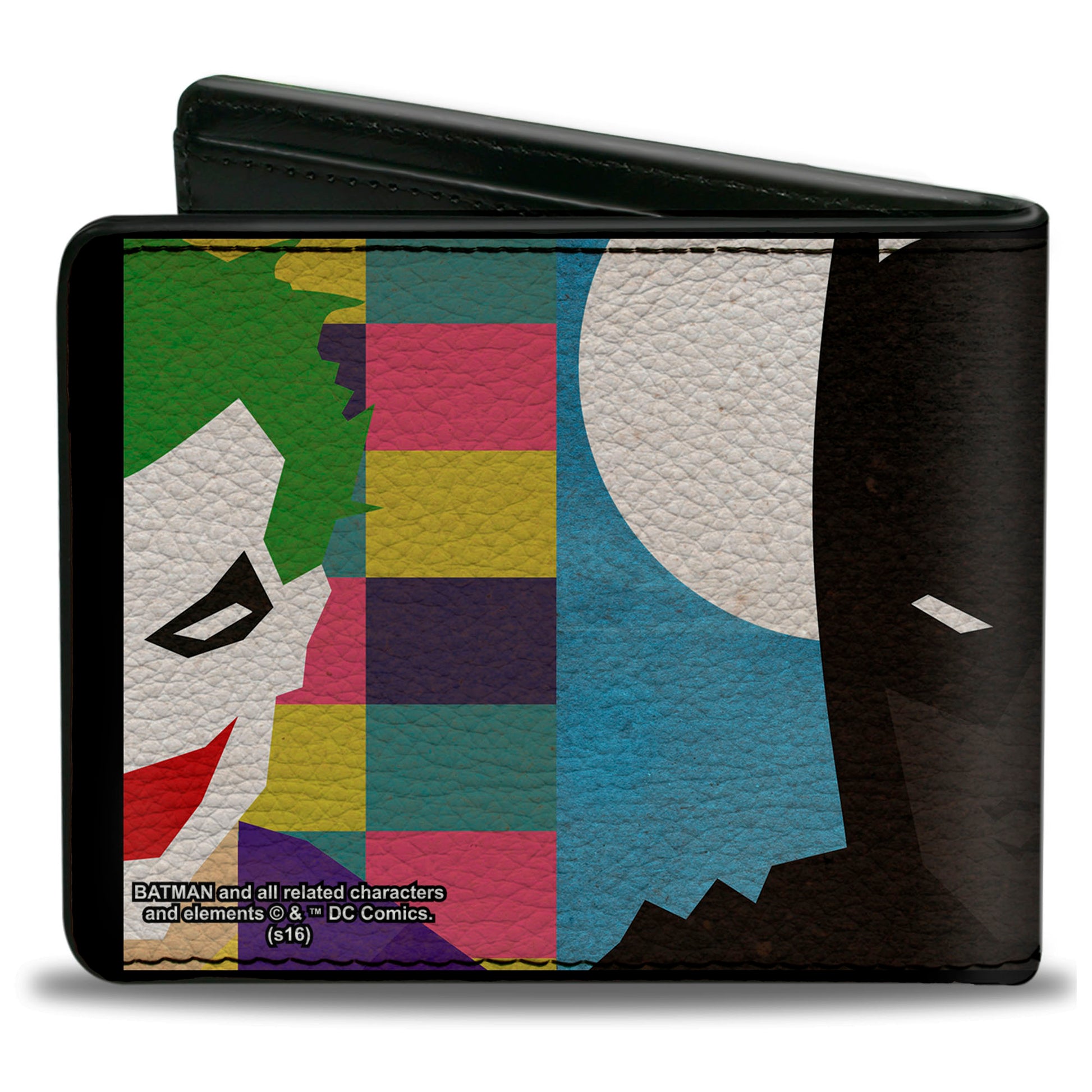 Bi-Fold Wallet - Joker Batman Face Juxtaposition Multi Color Blue White Bi-Fold Wallets DC Comics