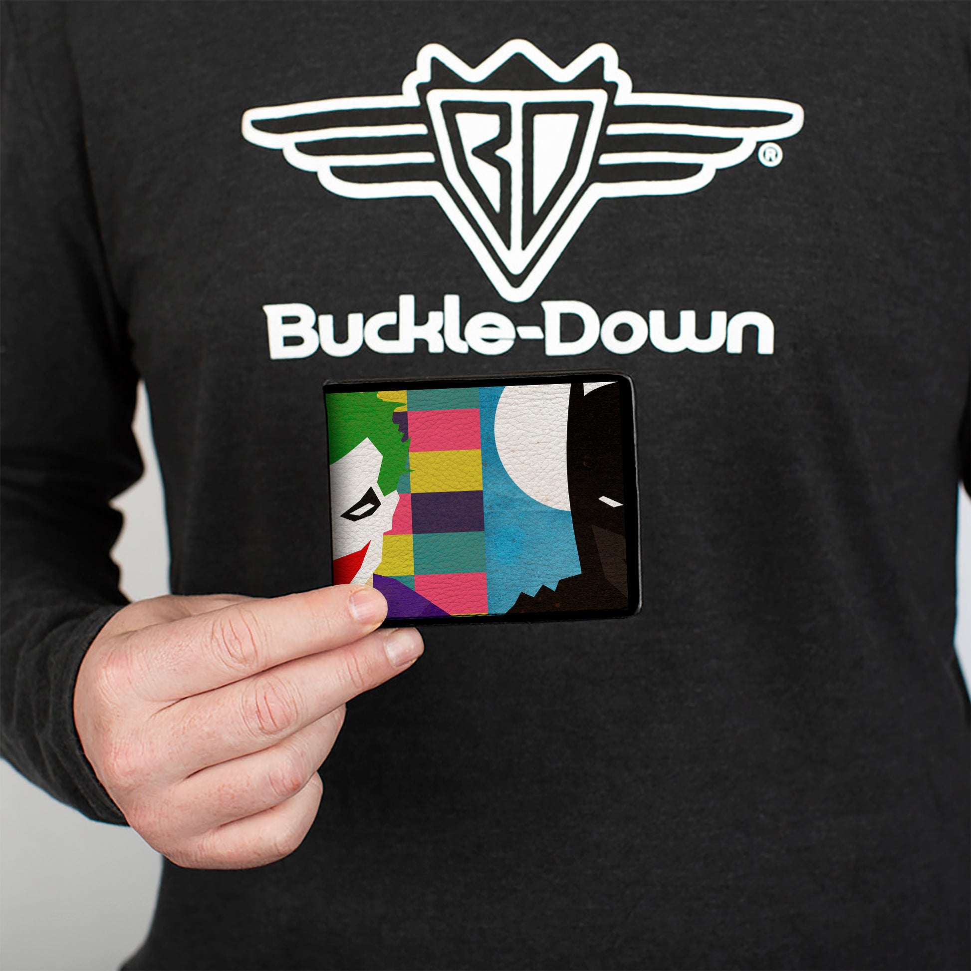 Bi-Fold Wallet - Joker Batman Face Juxtaposition Multi Color Blue White Bi-Fold Wallets DC Comics