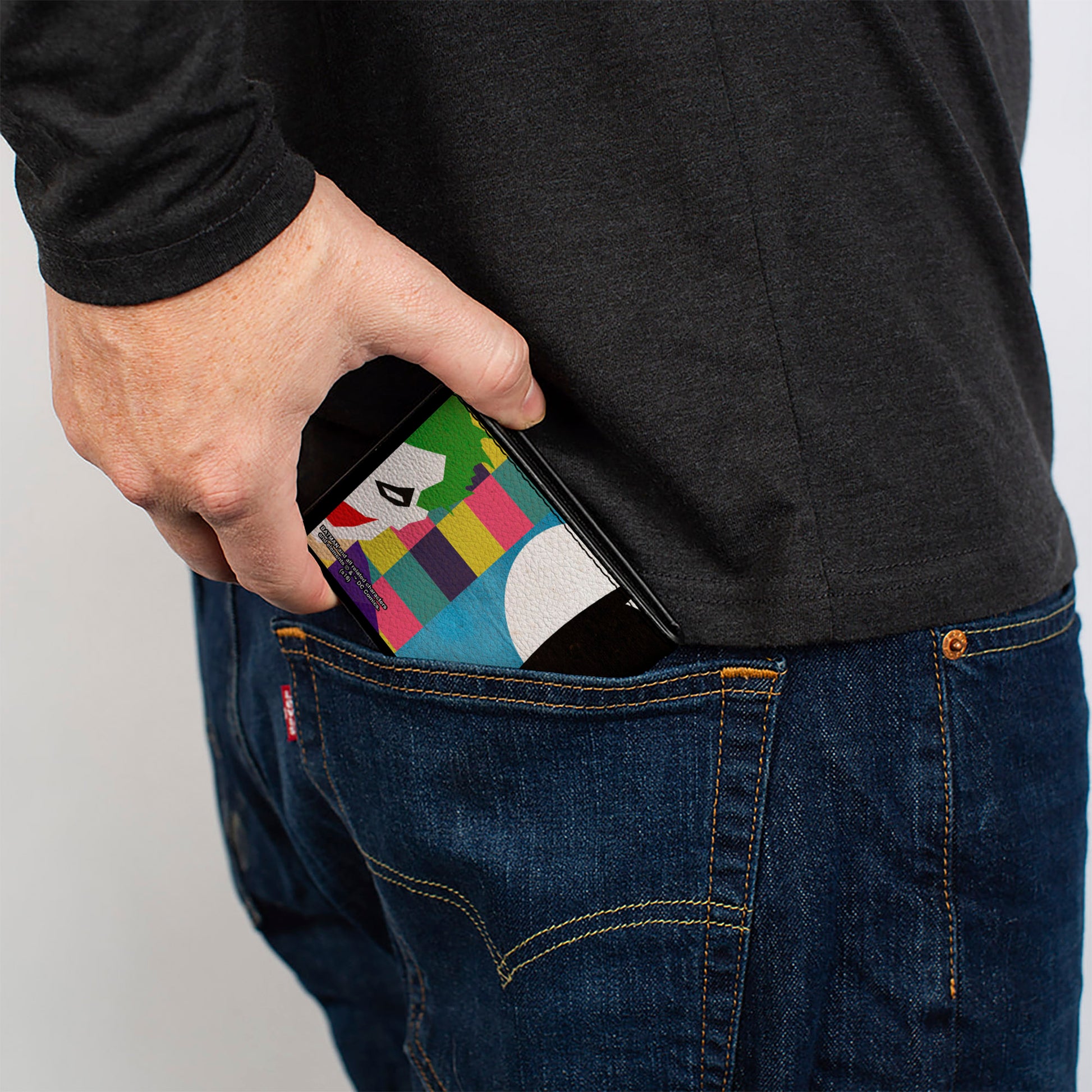 Bi-Fold Wallet - Joker Batman Face Juxtaposition Multi Color Blue White Bi-Fold Wallets DC Comics