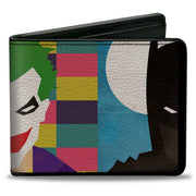 Bi-Fold Wallet - Joker Batman Face Juxtaposition Multi Color Blue White Bi-Fold Wallets DC Comics