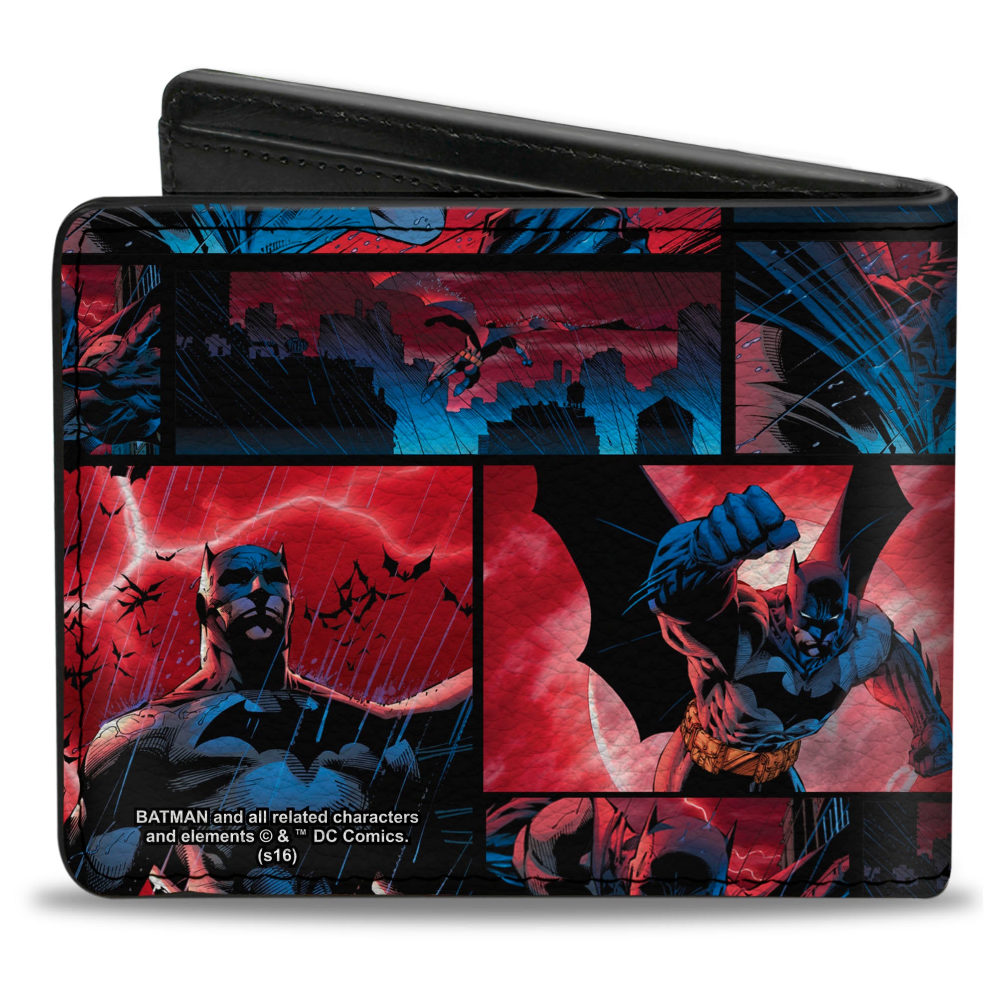 Bi-Fold Wallet - Batman Urban Legends Scene Blocks Rainy Red Sky Bi-Fold Wallets DC Comics