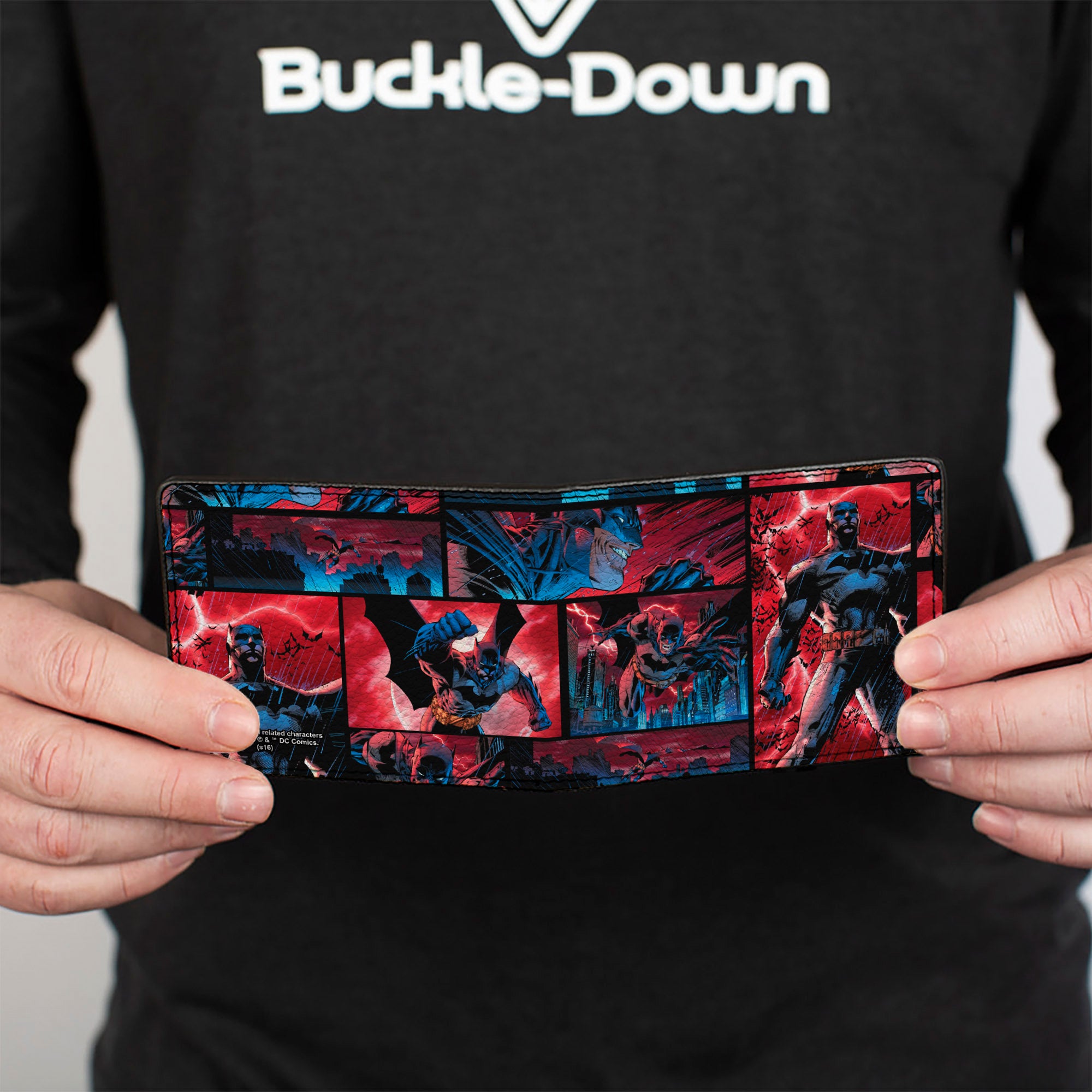 Bi-Fold Wallet - Batman Urban Legends Scene Blocks Rainy Red Sky Bi-Fold Wallets DC Comics