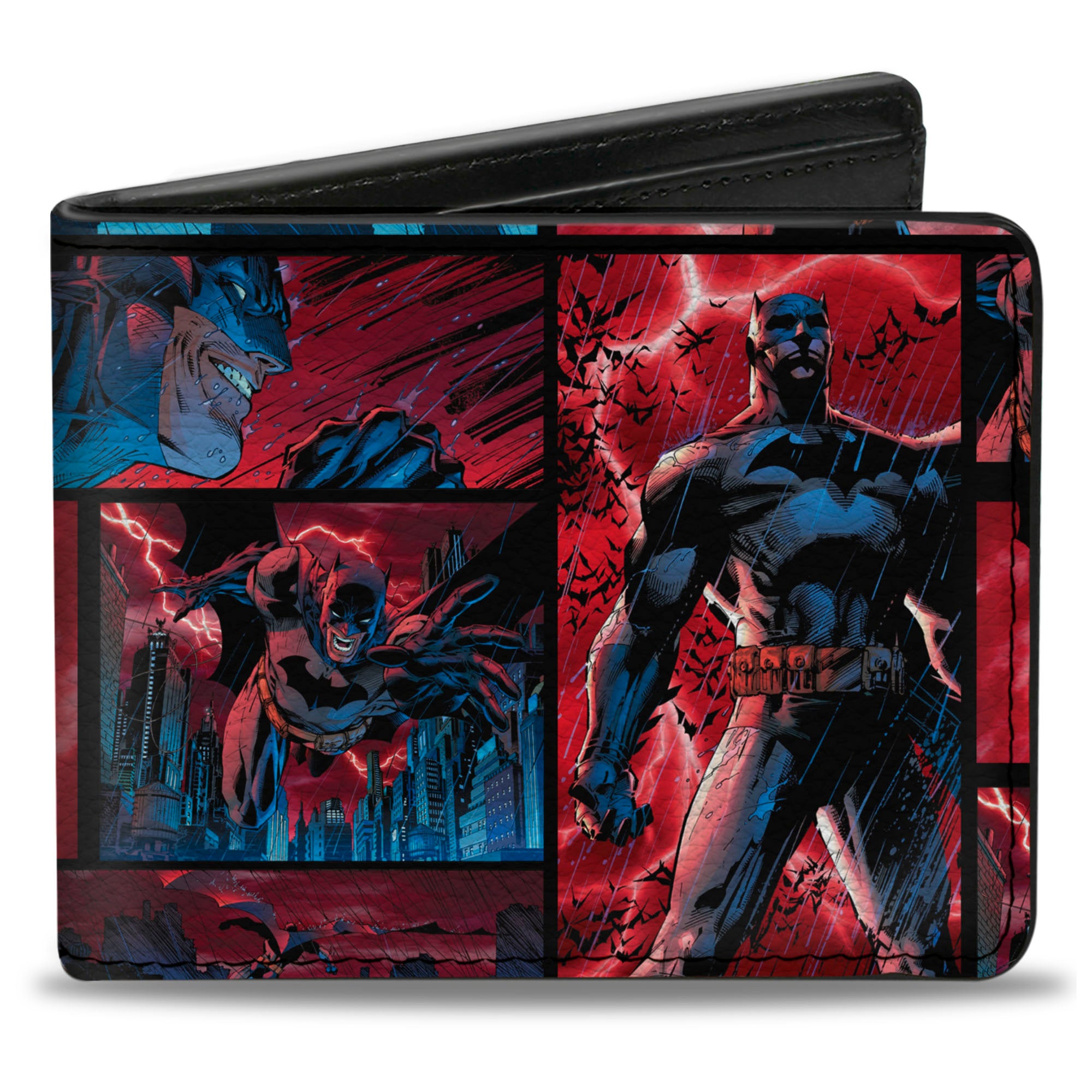 Bi-Fold Wallet - Batman Urban Legends Scene Blocks Rainy Red Sky Bi-Fold Wallets DC Comics
