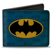 Bi-Fold Wallet - Batman Signal Bat Monogram Distressed Blues Black Yellow Bi-Fold Wallets DC Comics