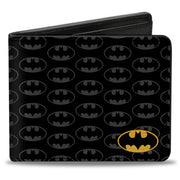 Bi-Fold Wallet - Bat Signal Corner Bat Monogram Black Gray Yellow Bi-Fold Wallets DC Comics