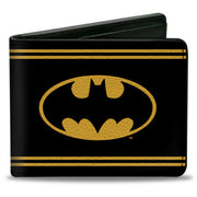 Bi-Fold Wallet - Batman Shield Double-Stripe Black Yellow Bi-Fold Wallets DC Comics