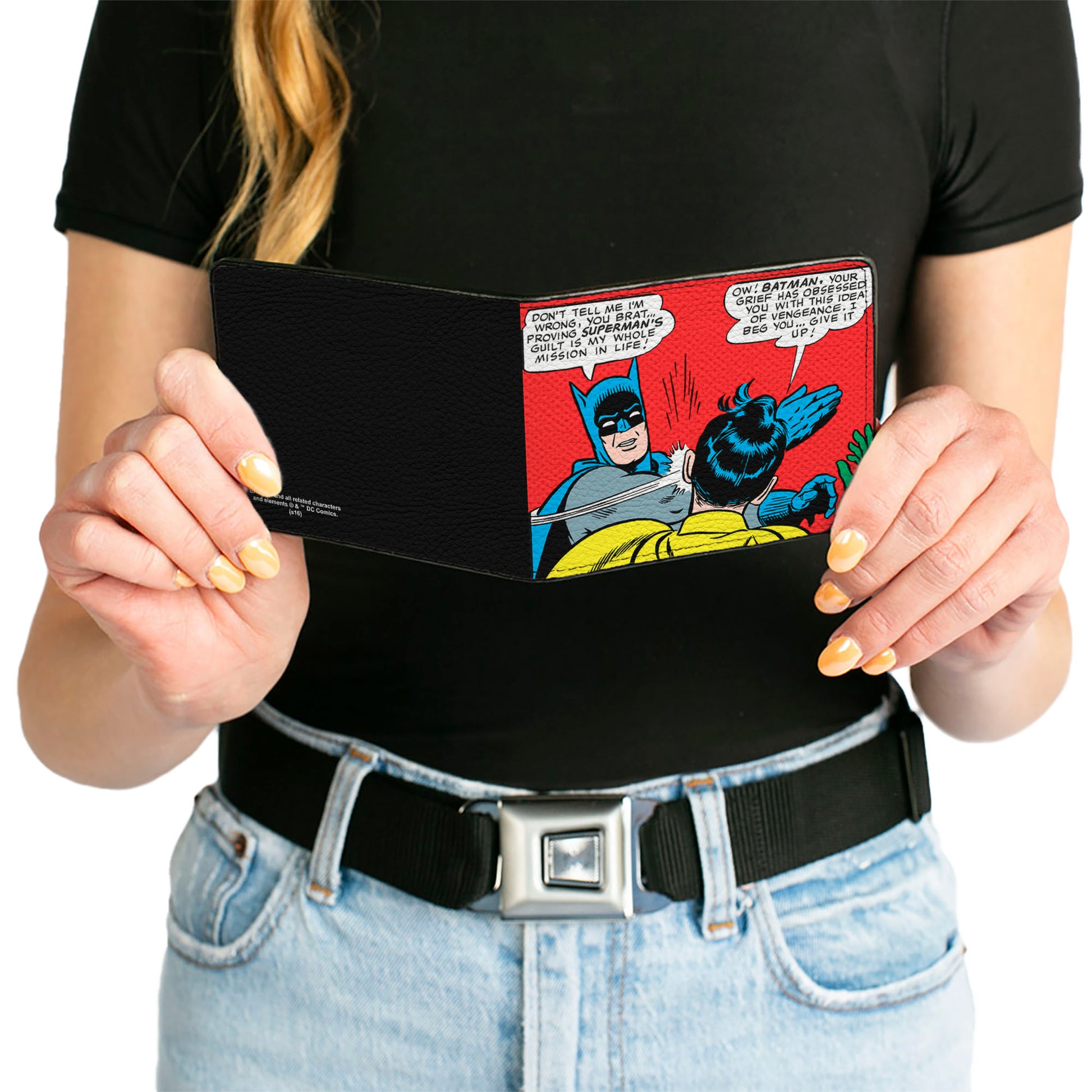 Bi-Fold Wallet - Batman Slapping Robin Scene Halftone Reds Bi-Fold Wallets DC Comics