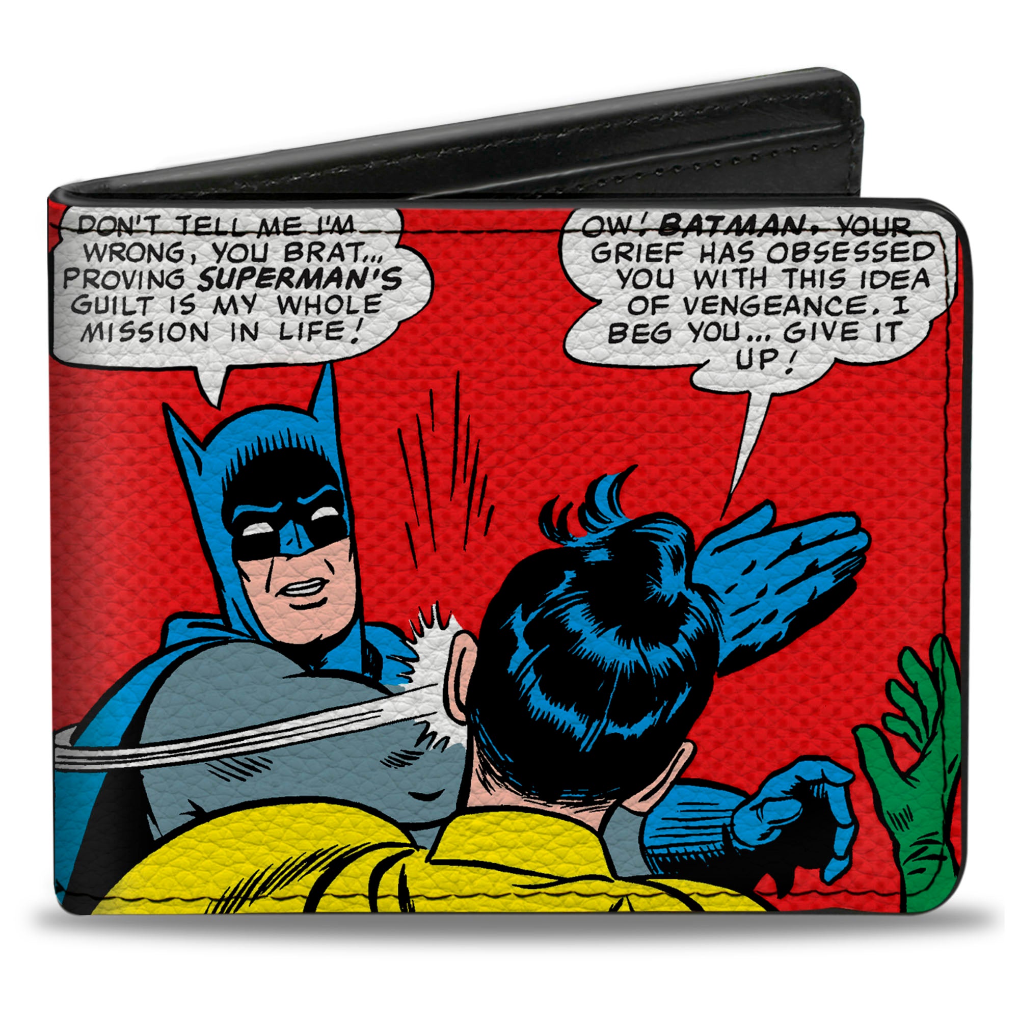 Bi-Fold Wallet - Batman Slapping Robin Scene Halftone Reds Bi-Fold Wallets DC Comics